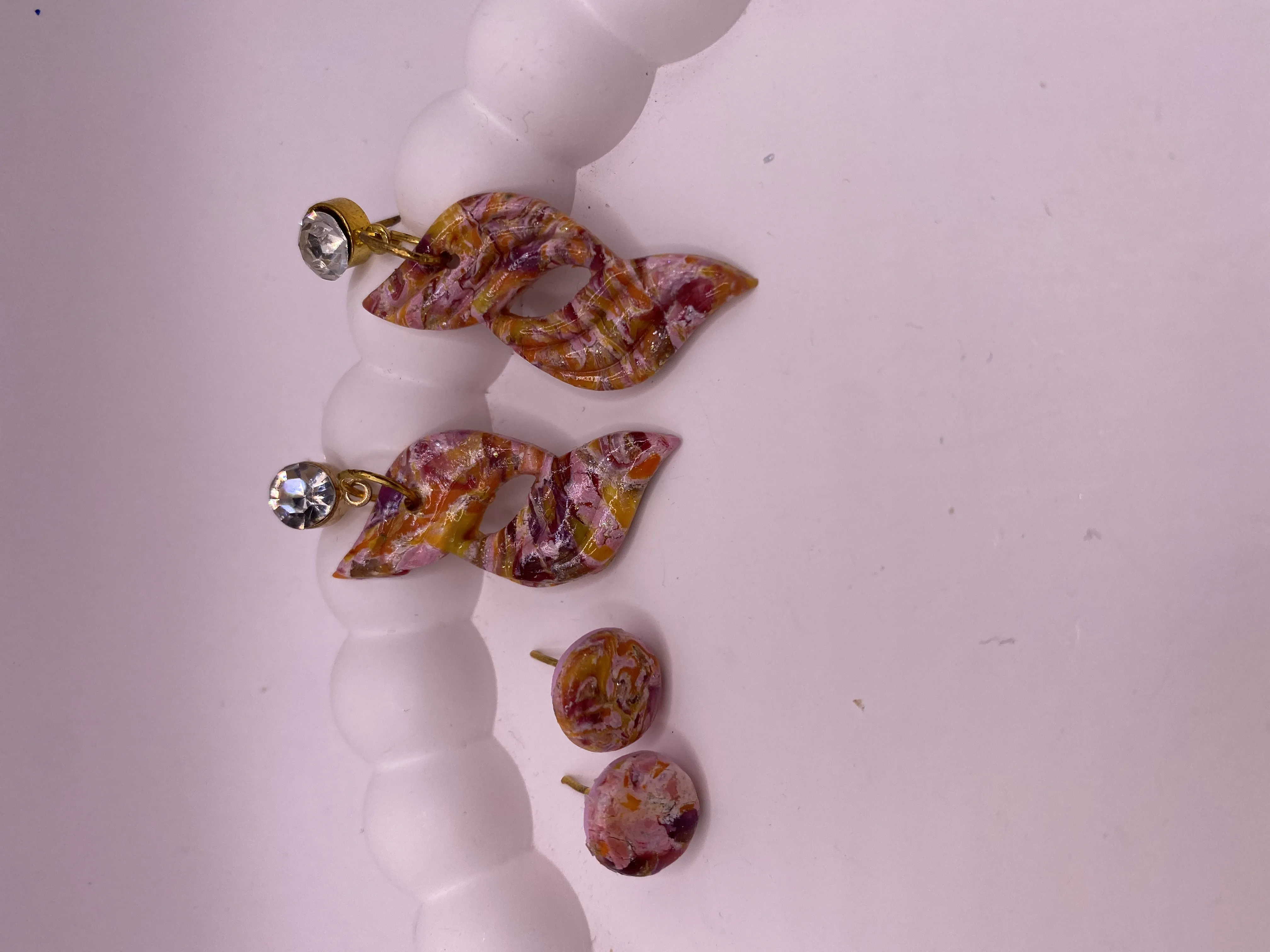 Orange and Purple Toned Handmade Earring Set - Stylish and Unique Design
