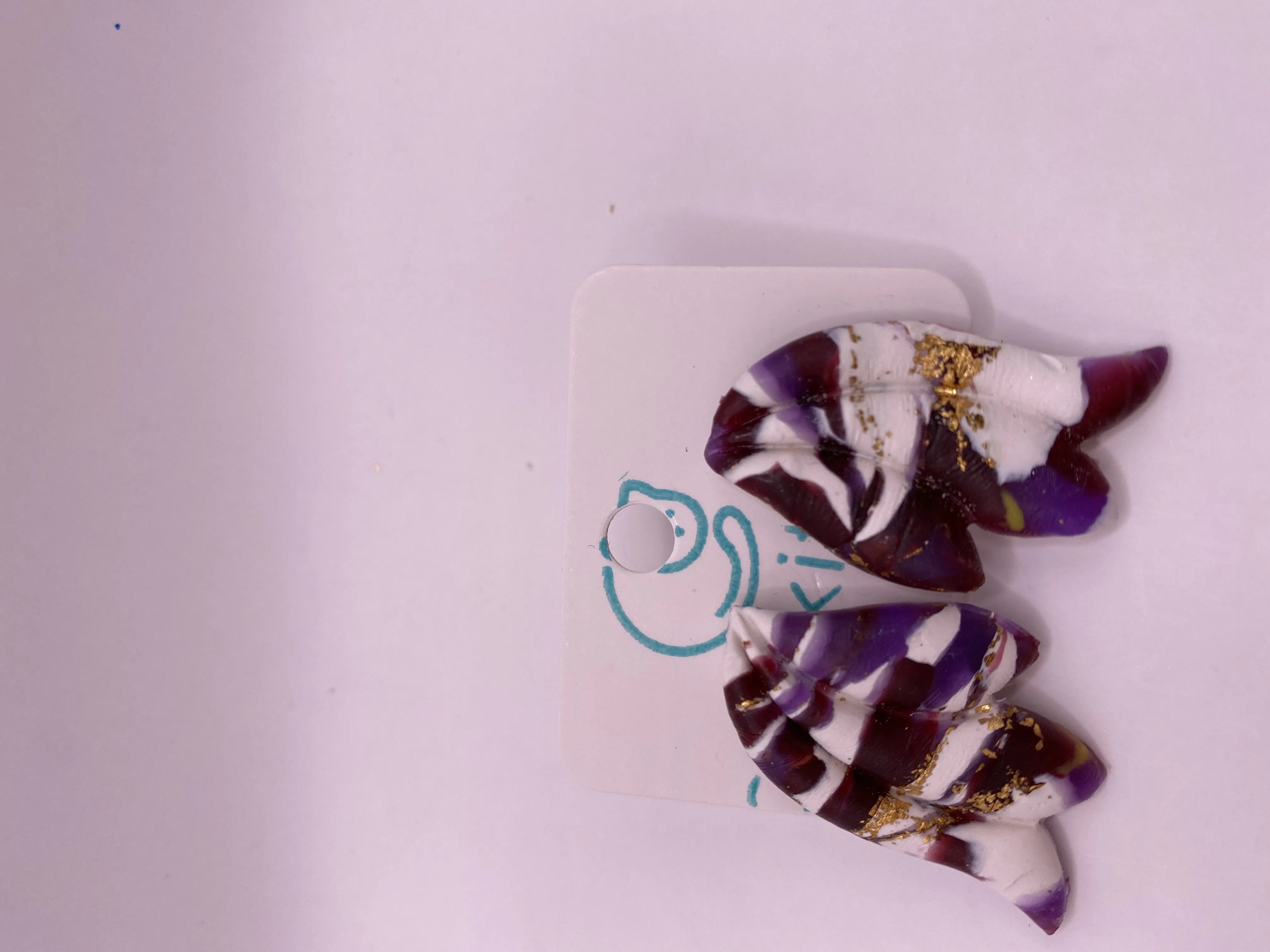 Purple, White and Gold Glitter Handmade Custom Design Earring Set