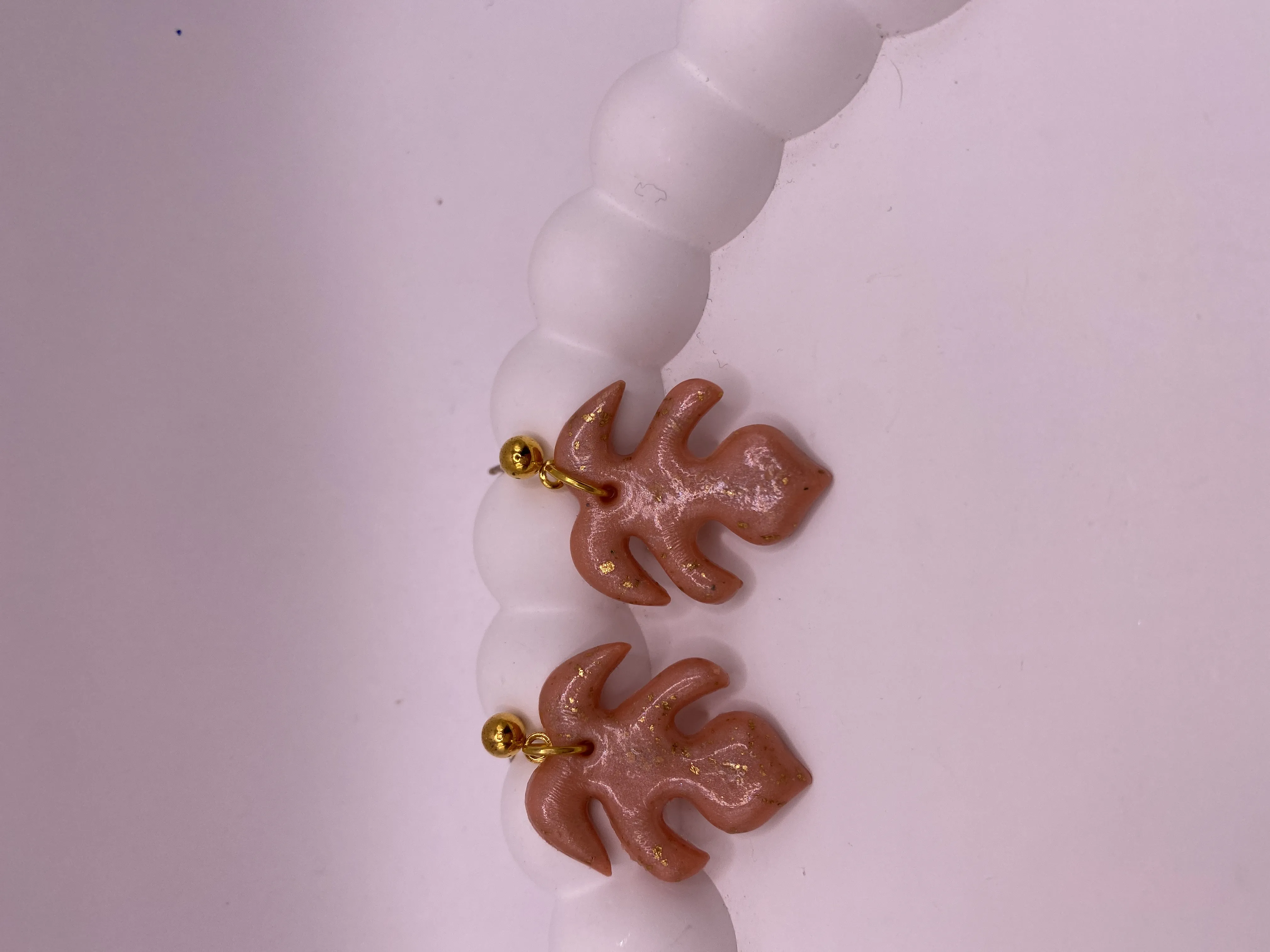 Leaf Designed Handmade Polymer Clay Earring - Mimozam Special Collection