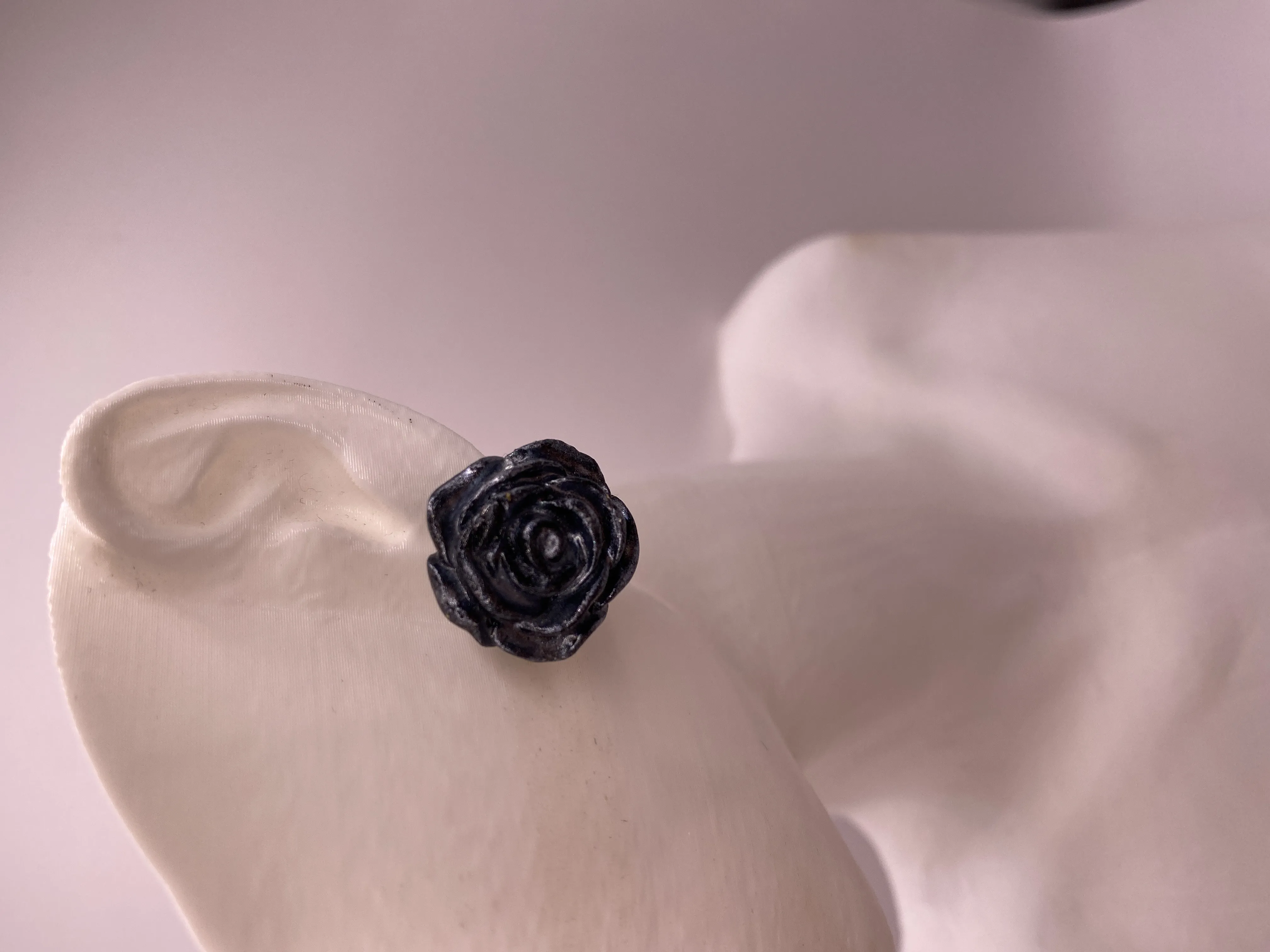 Handmade Black Rose Designed Polymer Clay Earrings - Stylish and Elegant