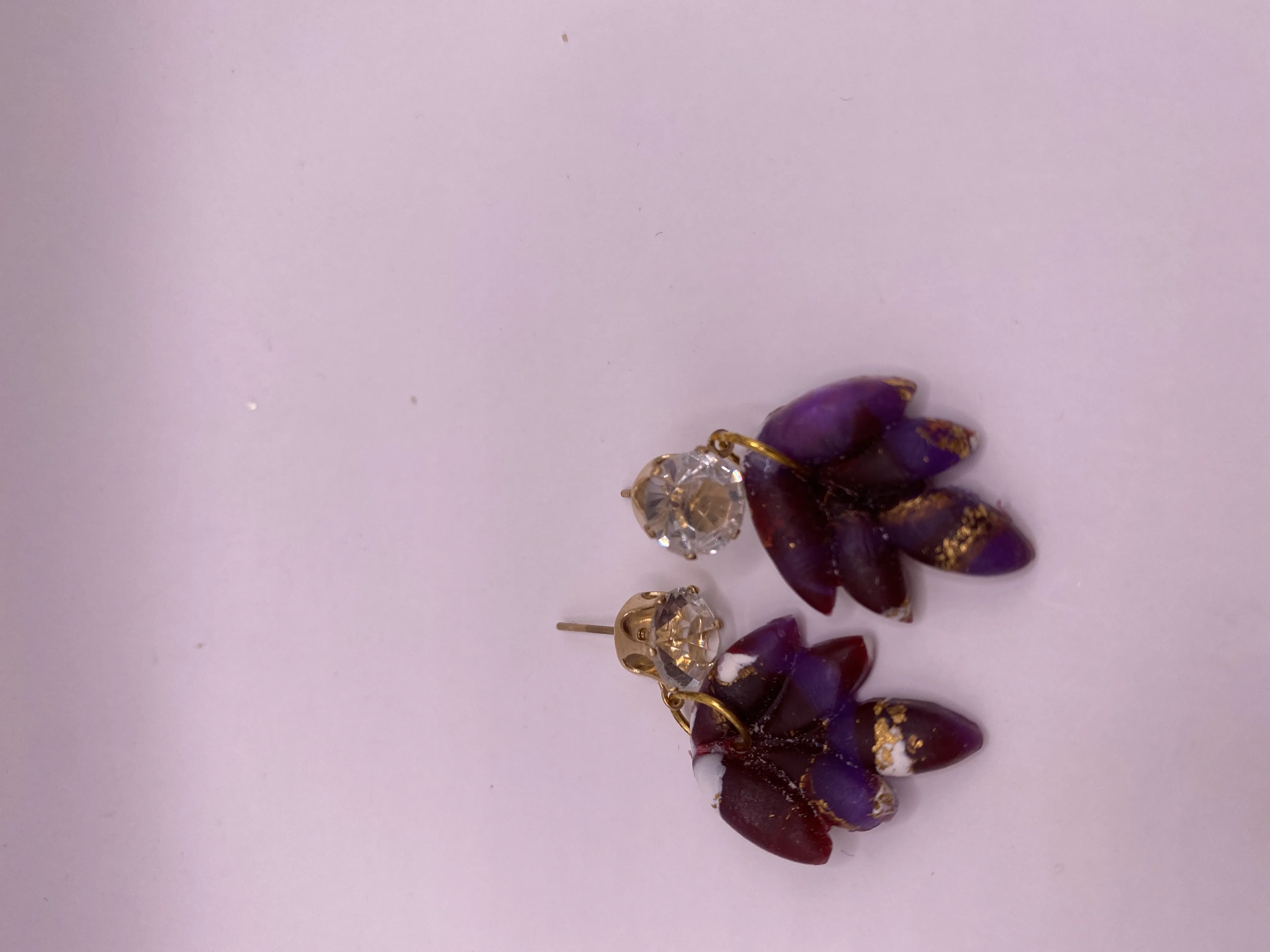 Purple and Gold Detailed Handmade Design Earring - Stylish and Elegant Accessory