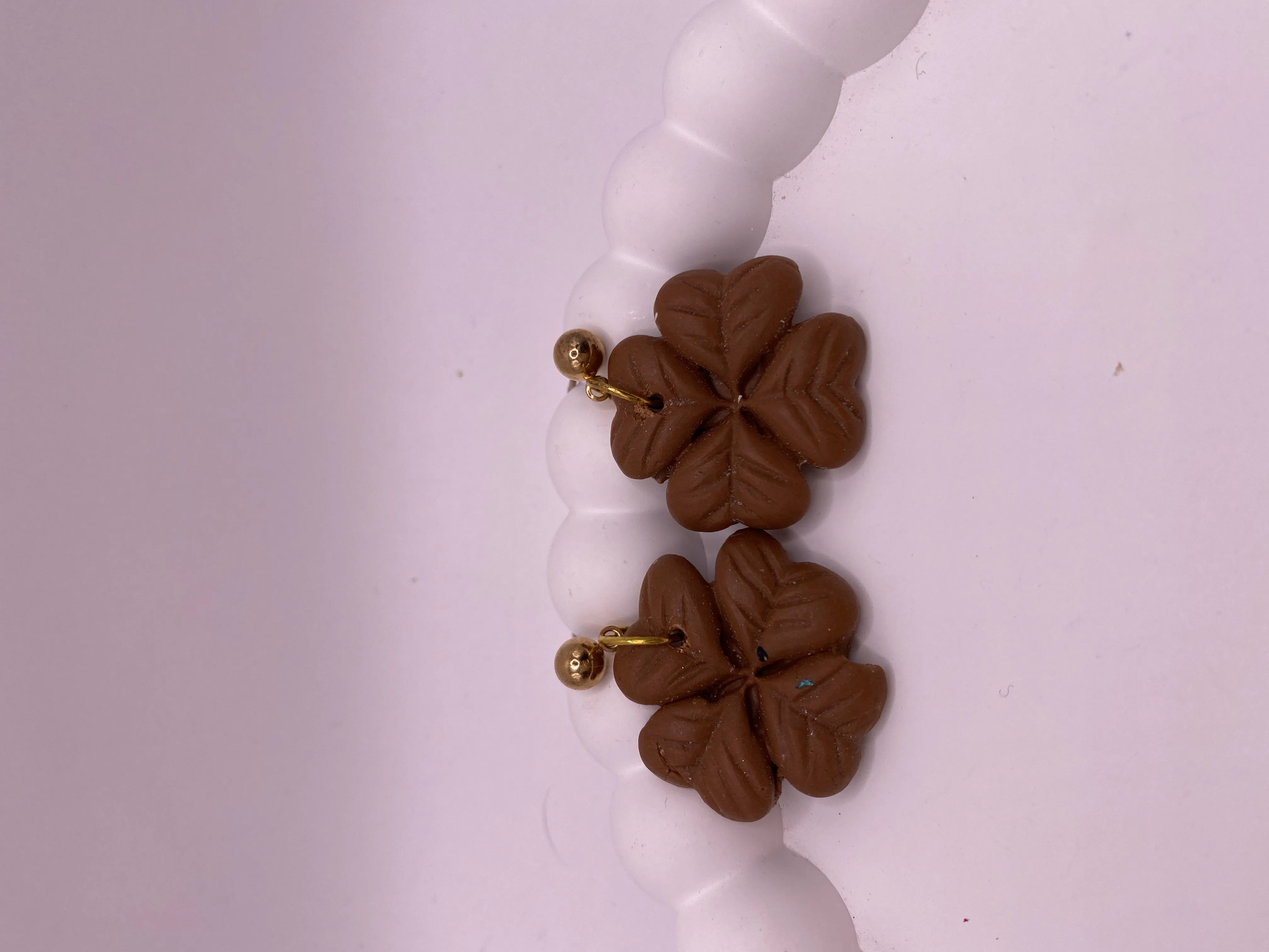 Brown Clover Leaf Designed Dangle Earrings - Jewelry That Brings Luck