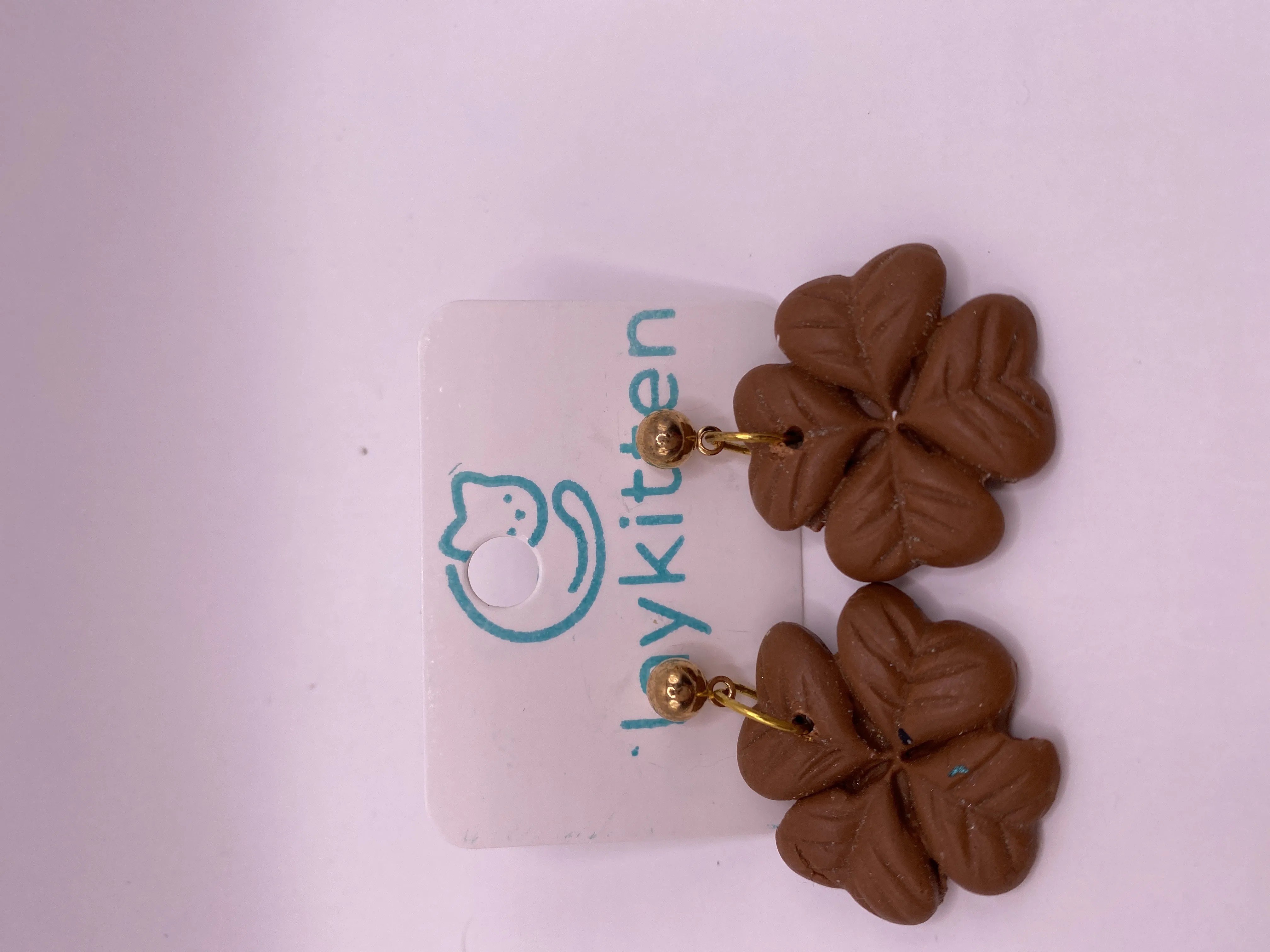 Brown Clover Leaf Designed Dangle Earrings - Jewelry That Brings Luck