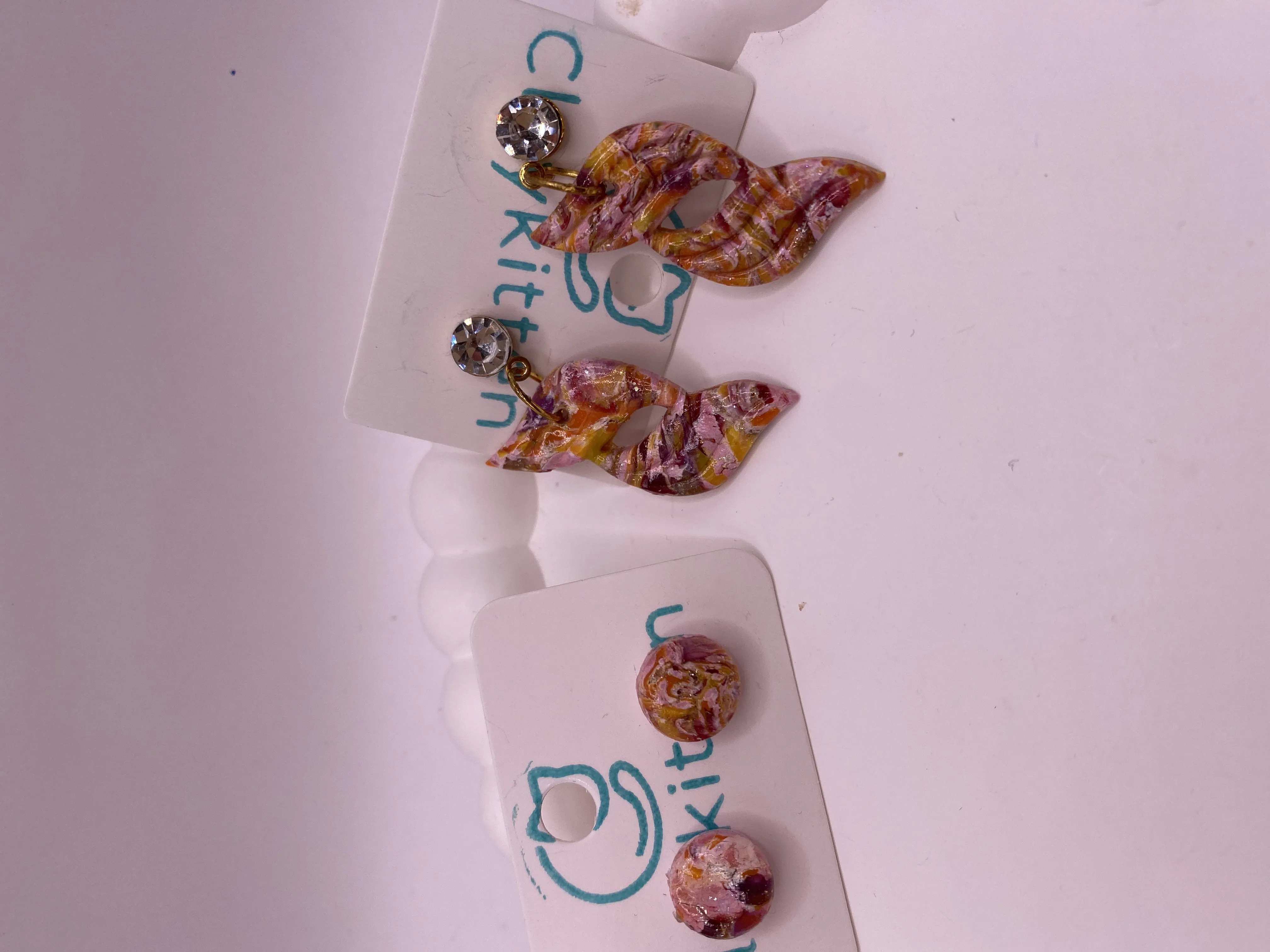 Orange and Purple Toned Handmade Earring Set - Stylish and Unique Design