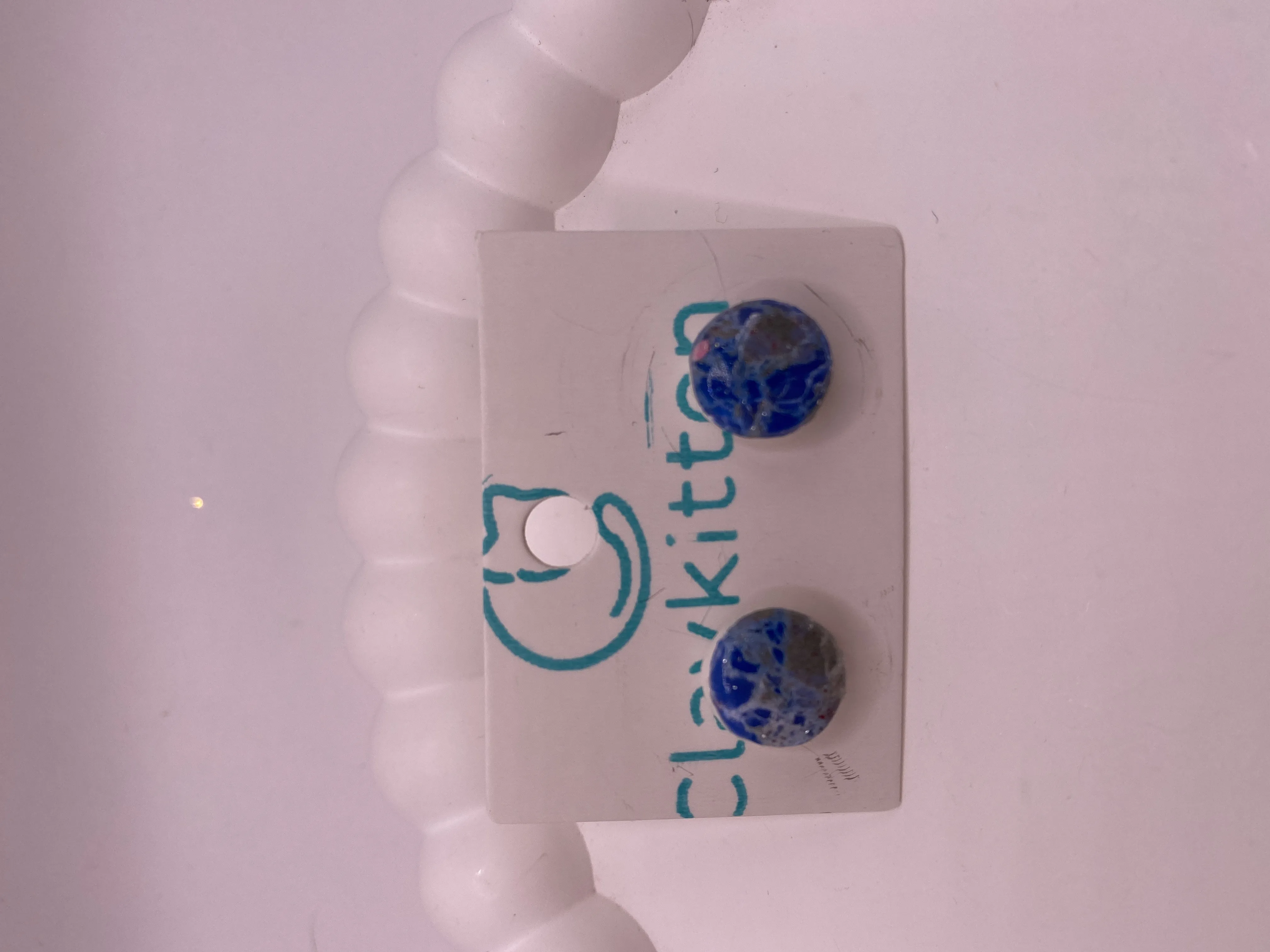 Handmade Floral Patterned Blue Tones Earring Set - Stylish and Elegant