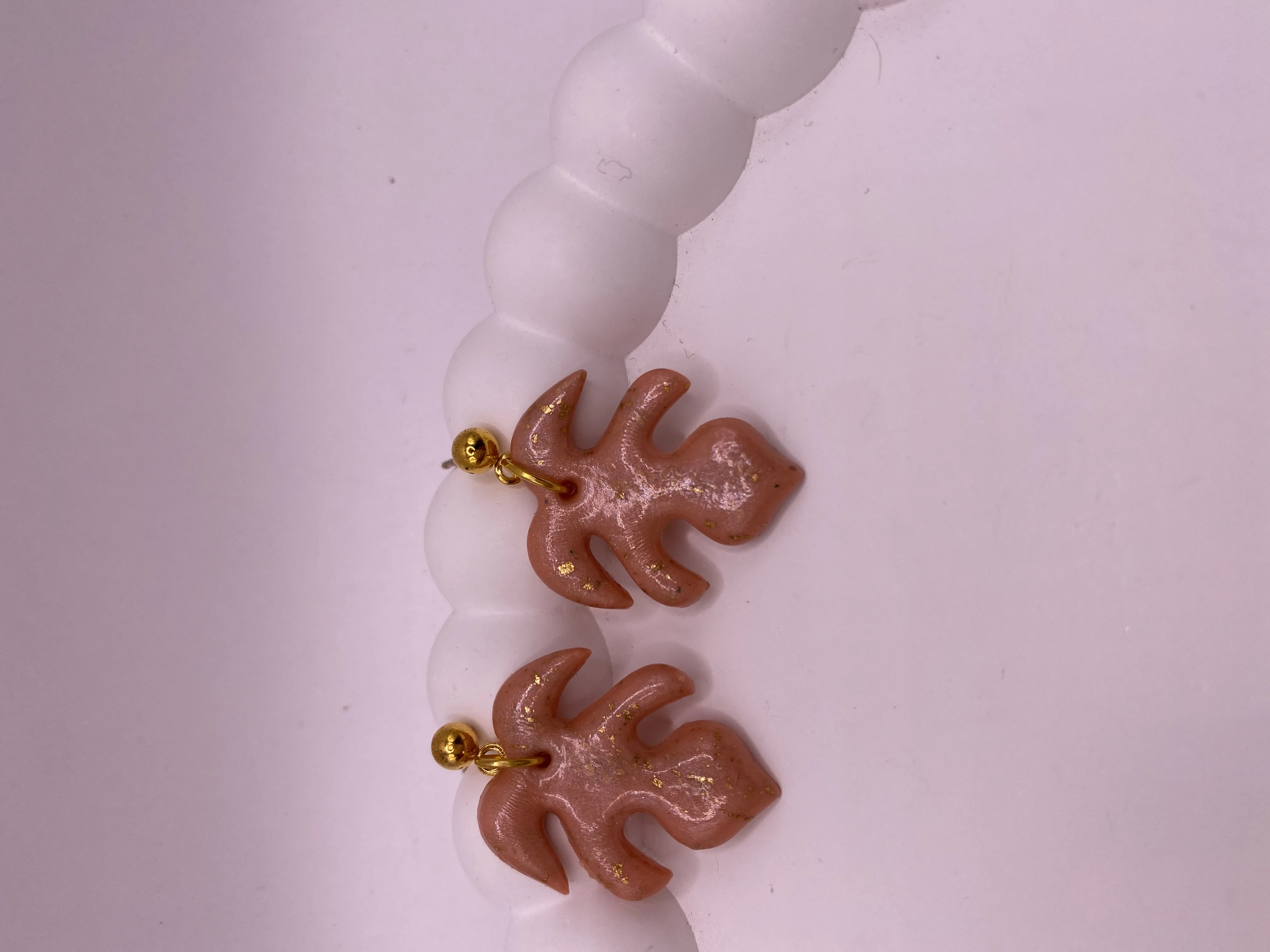 Leaf Designed Handmade Polymer Clay Earring - Mimozam Special Collection