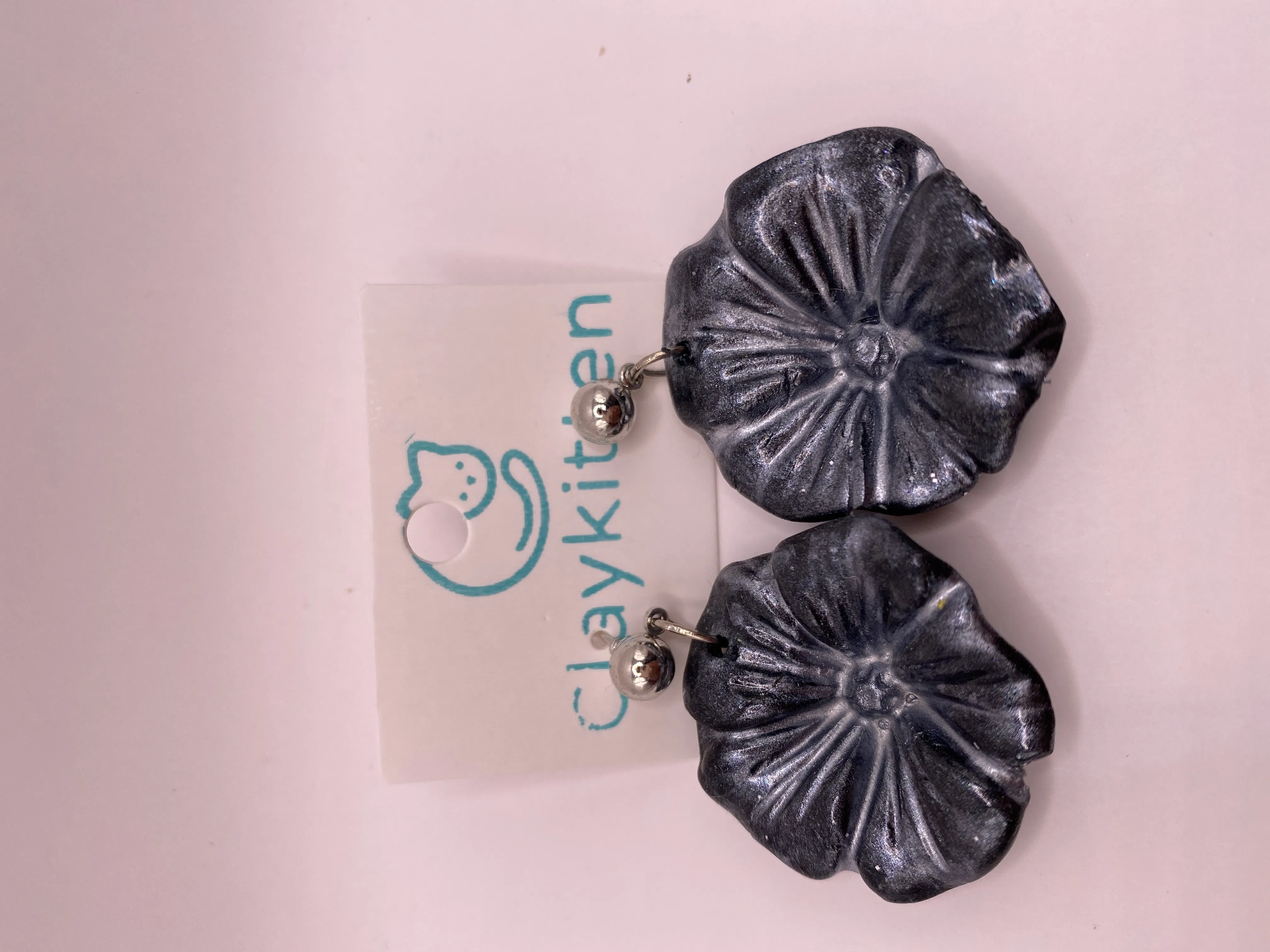 Handmade Black Rose Designed Polymer Clay Earrings - Stylish and Elegant