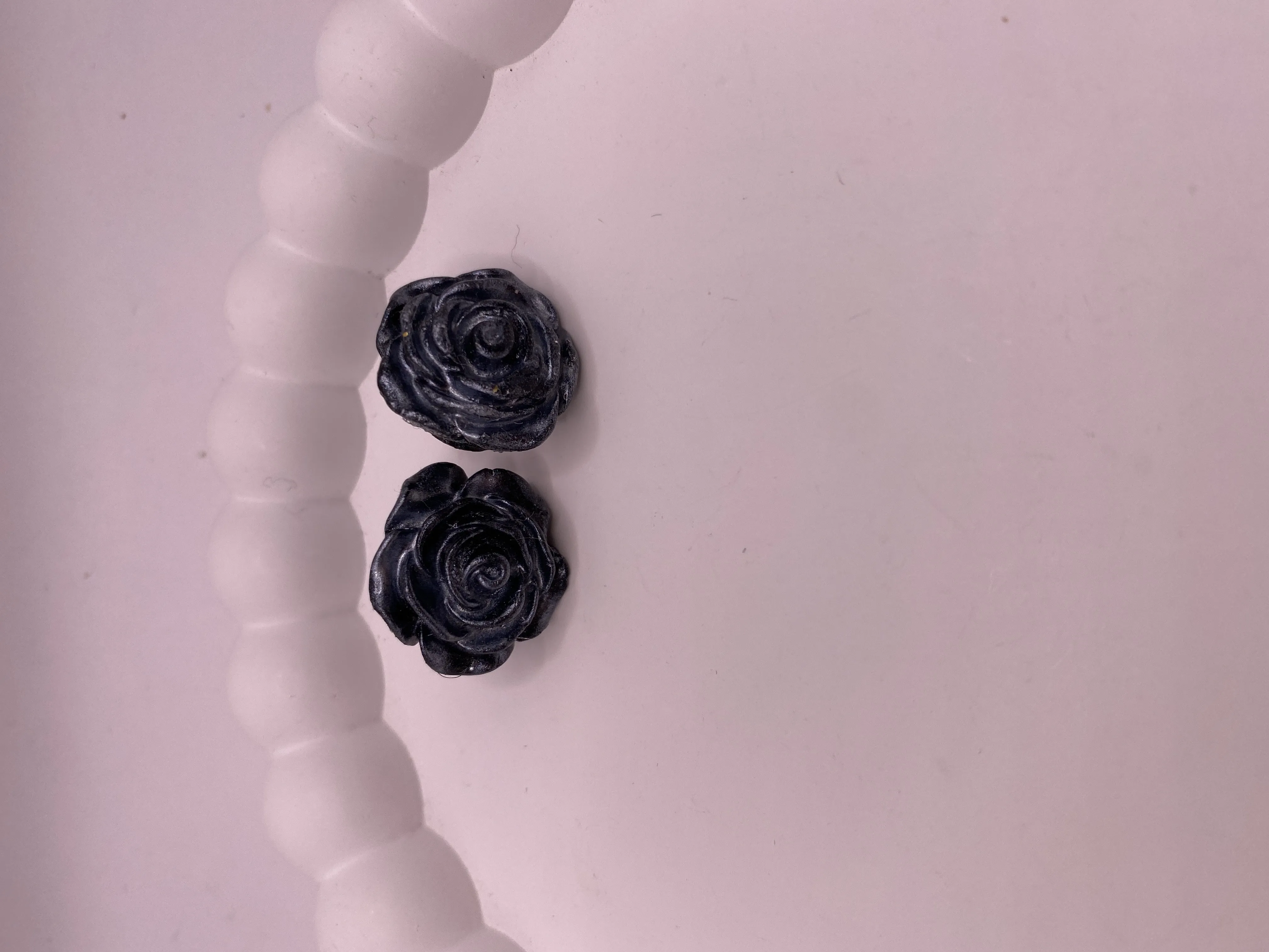 Handmade Black Rose Designed Polymer Clay Earrings - Stylish and Elegant