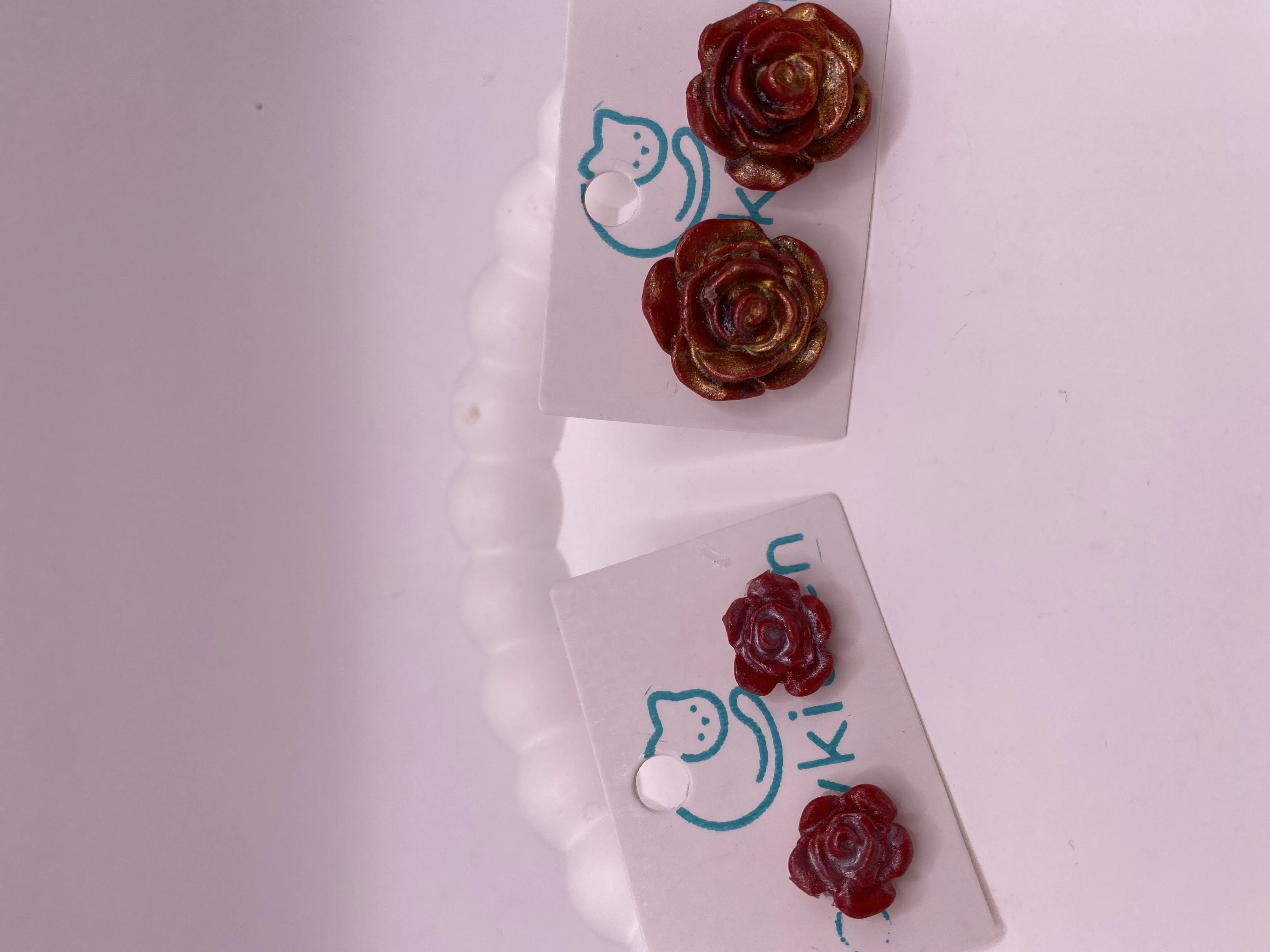 Handmade Red Rose Designed Earring Set | Stylish and Elegant Accessory