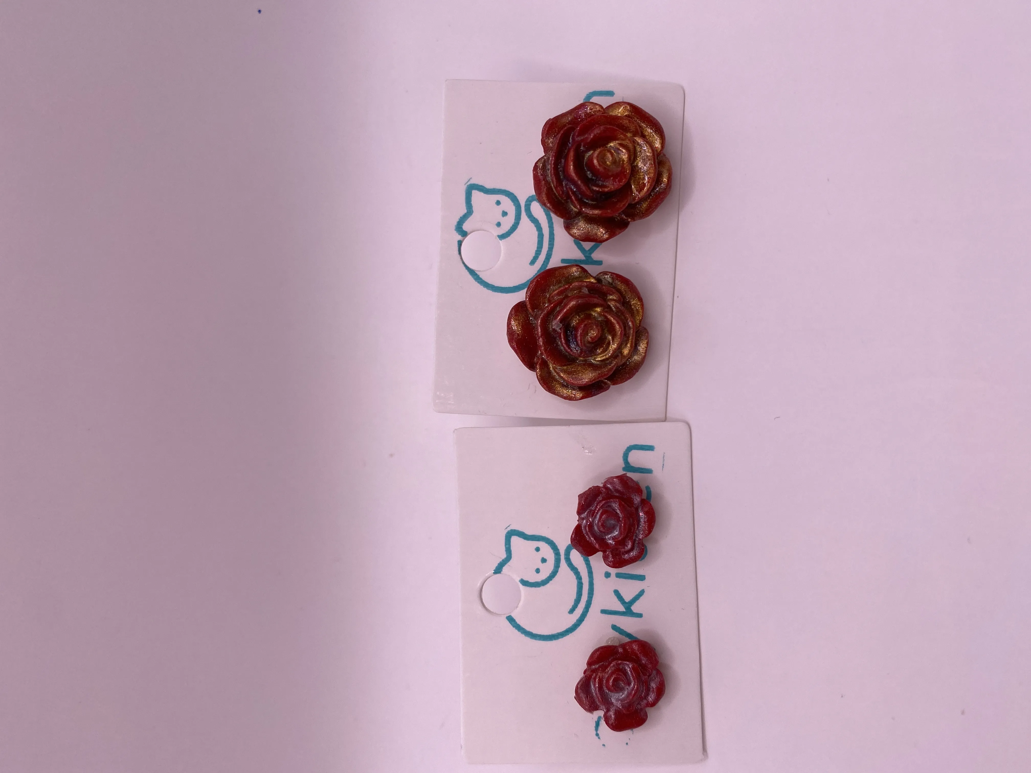 Handmade Red Rose Designed Earring Set | Stylish and Elegant Accessory