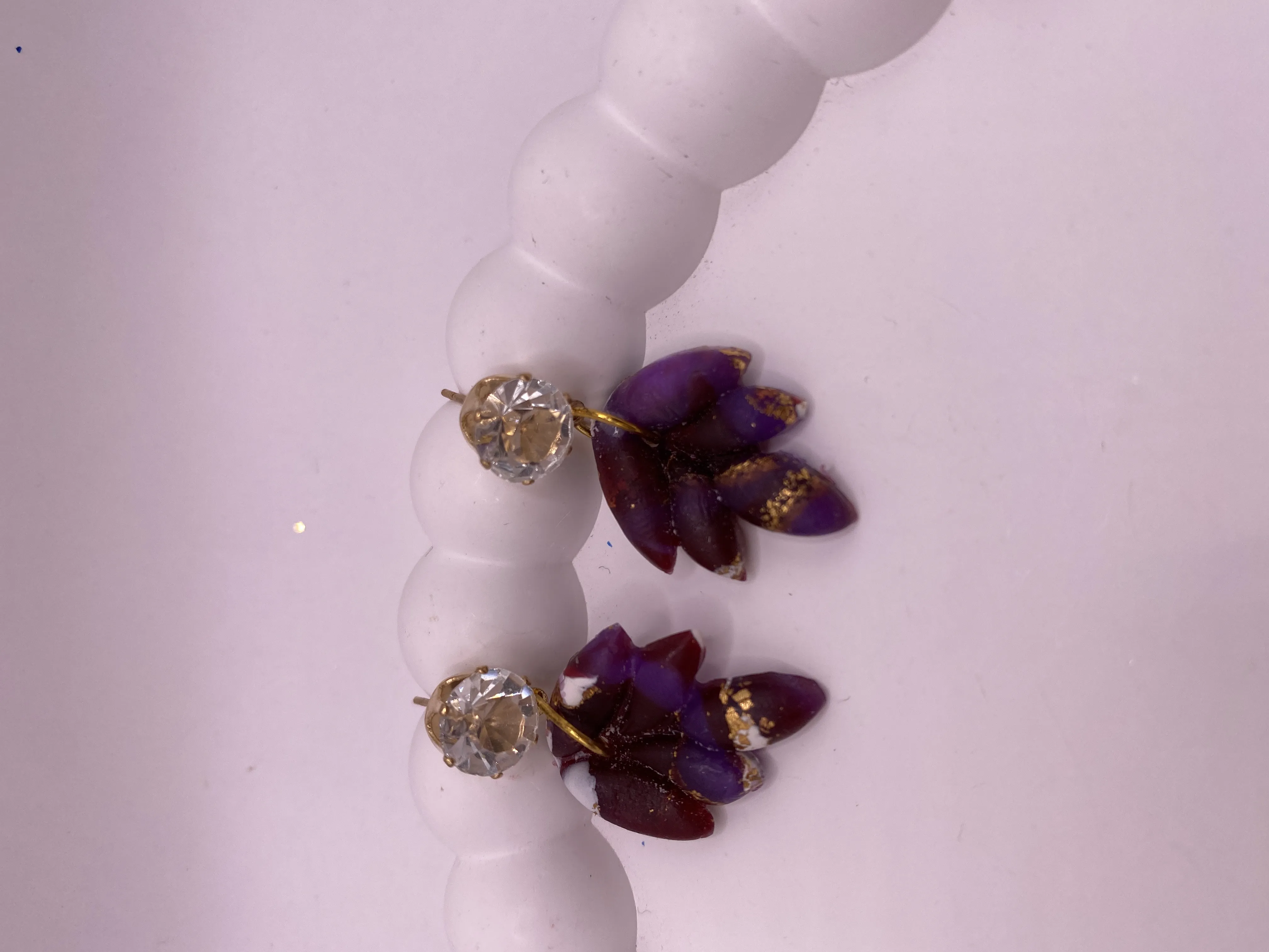 Purple and Gold Detailed Handmade Design Earring - Stylish and Elegant Accessory