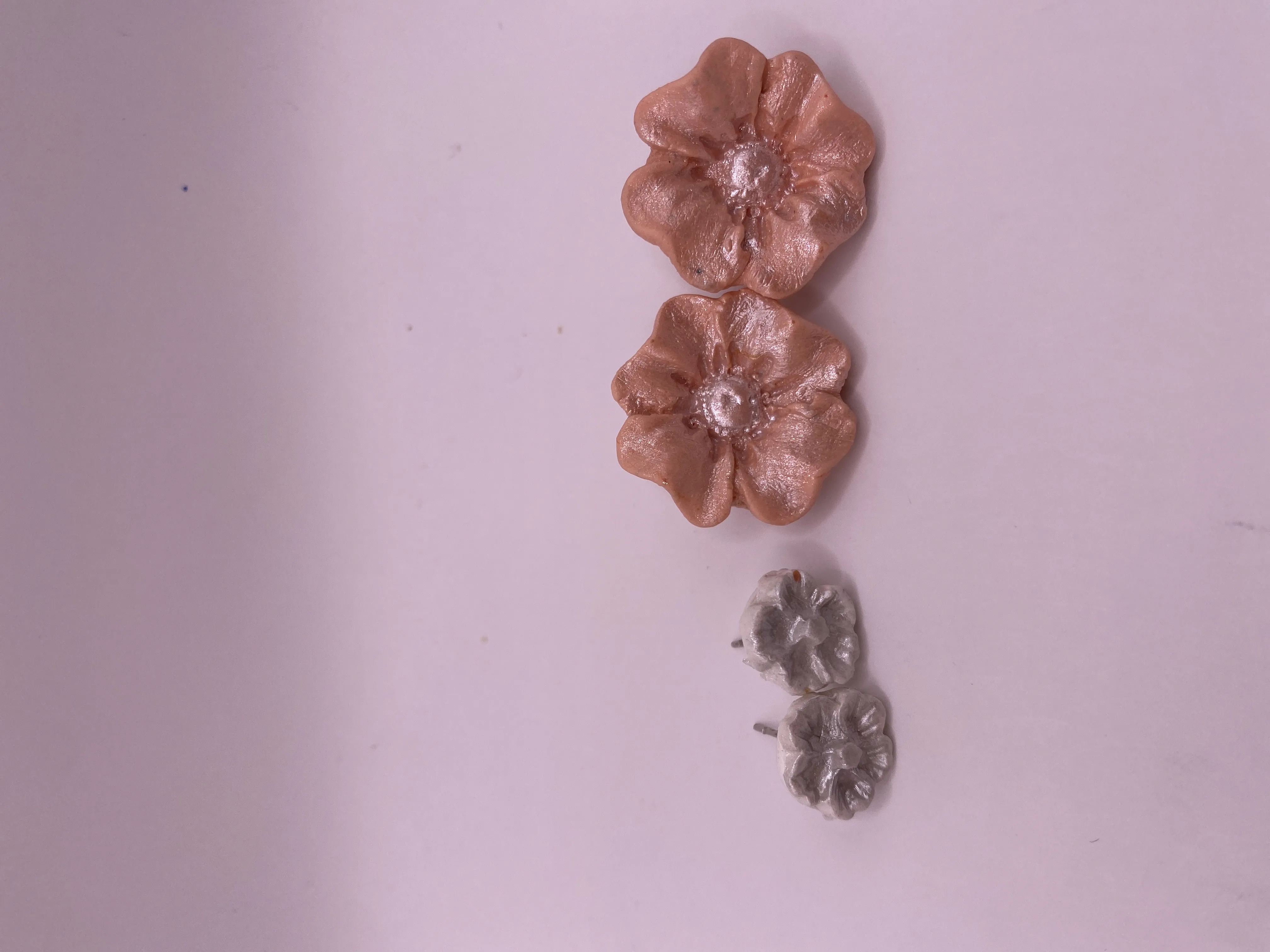 Handmade Flower Motif Earring Set - Pink and Silver Color Options