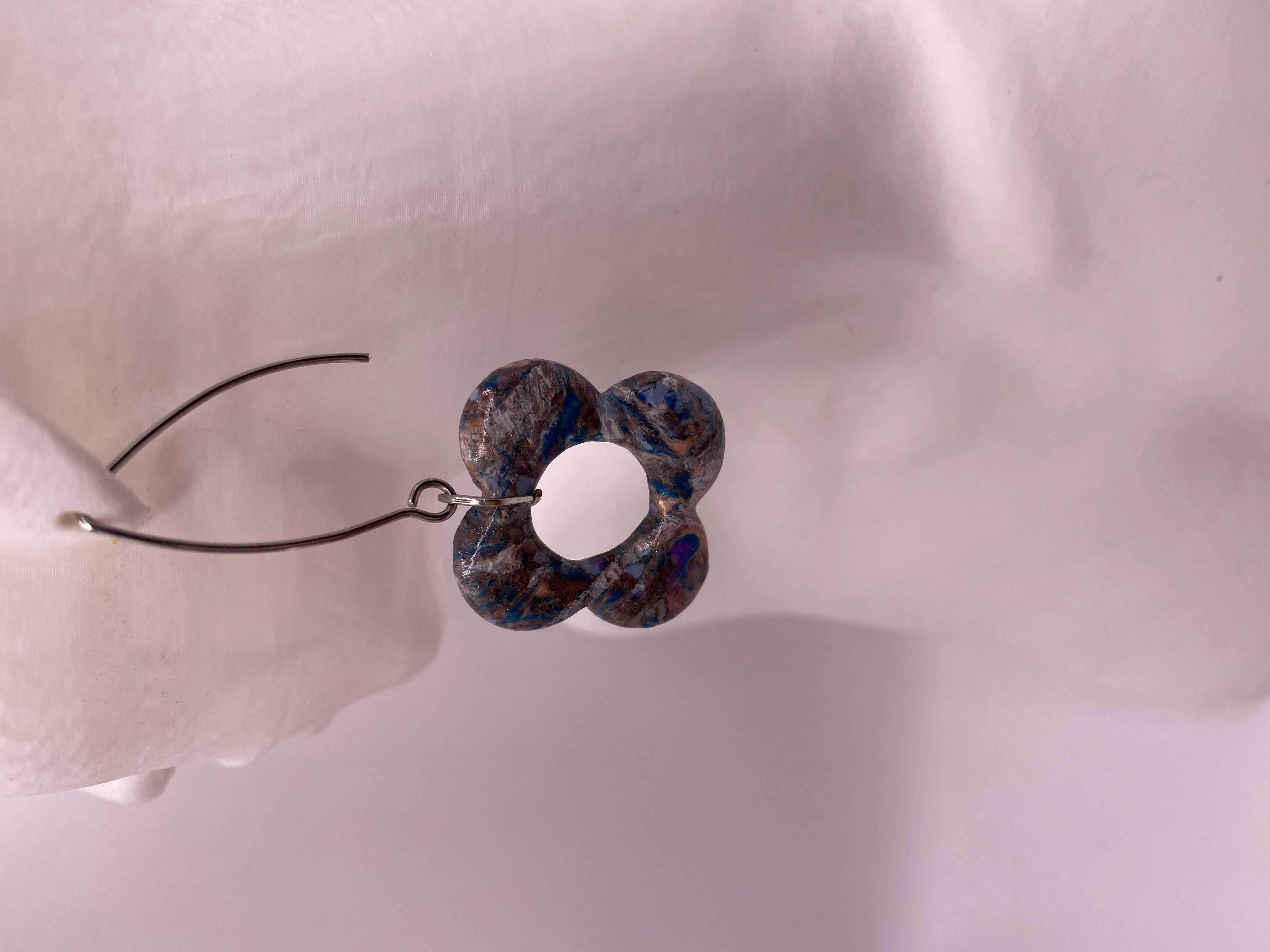 Handmade Floral Patterned Blue Tones Earring Set - Stylish and Elegant