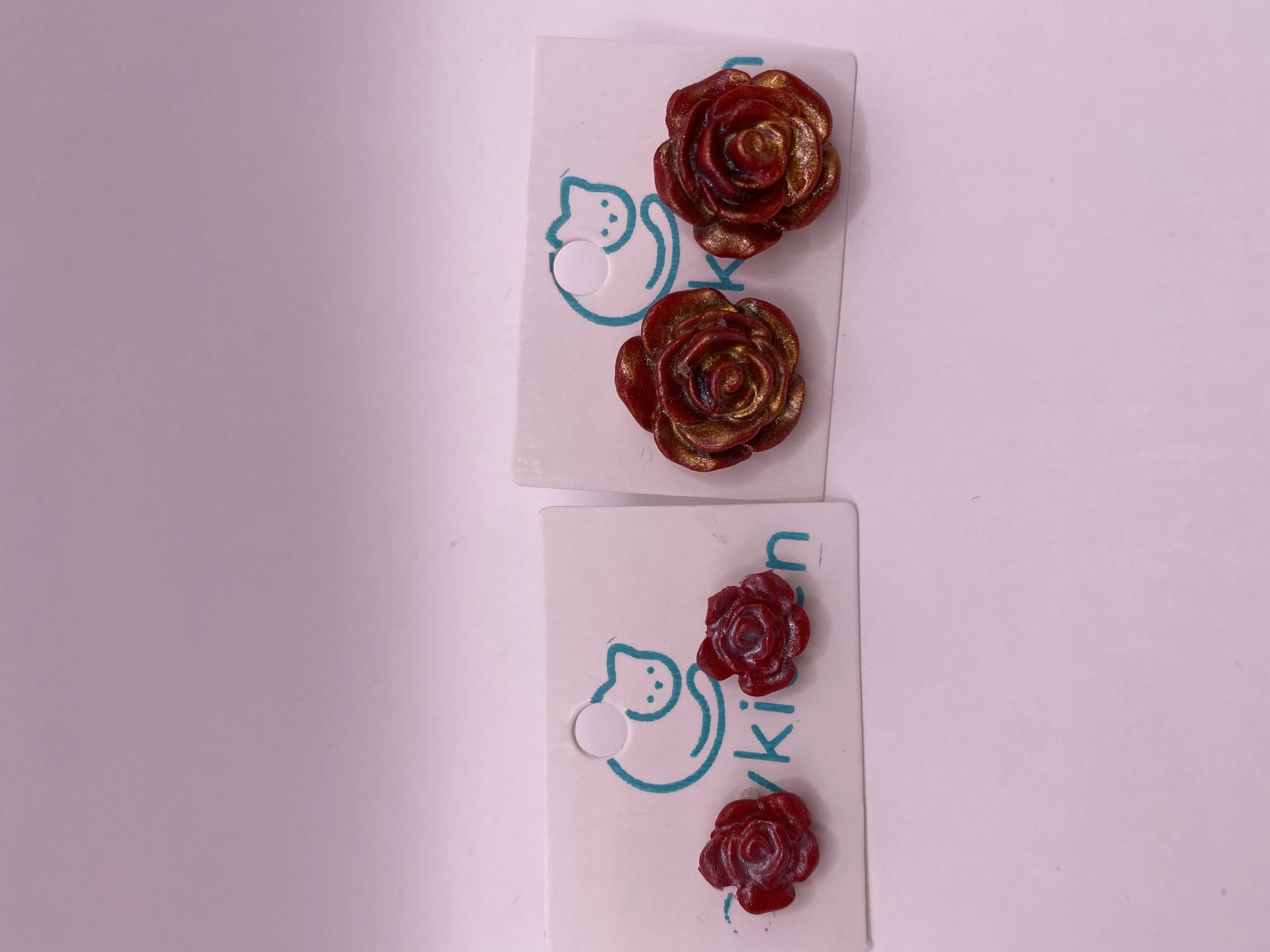 Handmade Red Rose Designed Earring Set | Stylish and Elegant Accessory