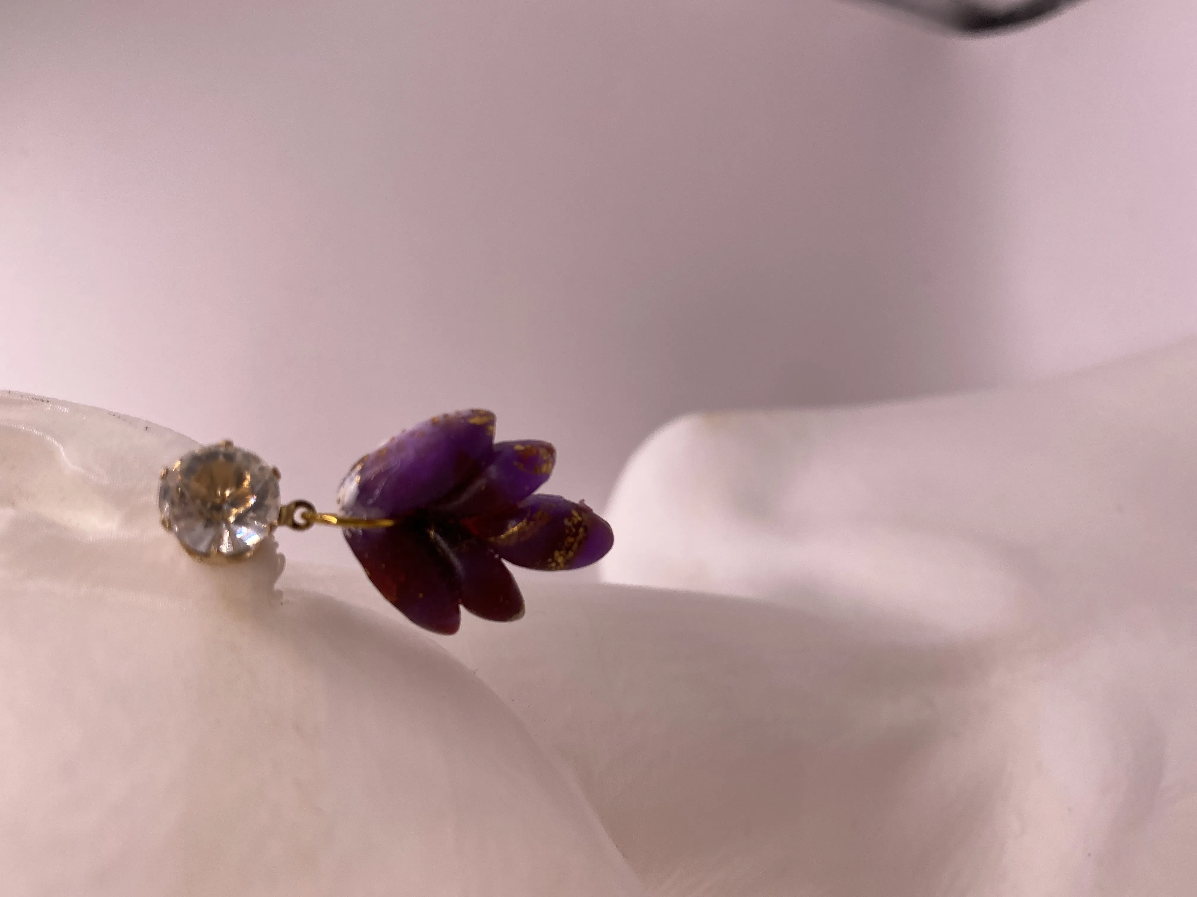 Purple and Gold Detailed Handmade Design Earring - Stylish and Elegant Accessory