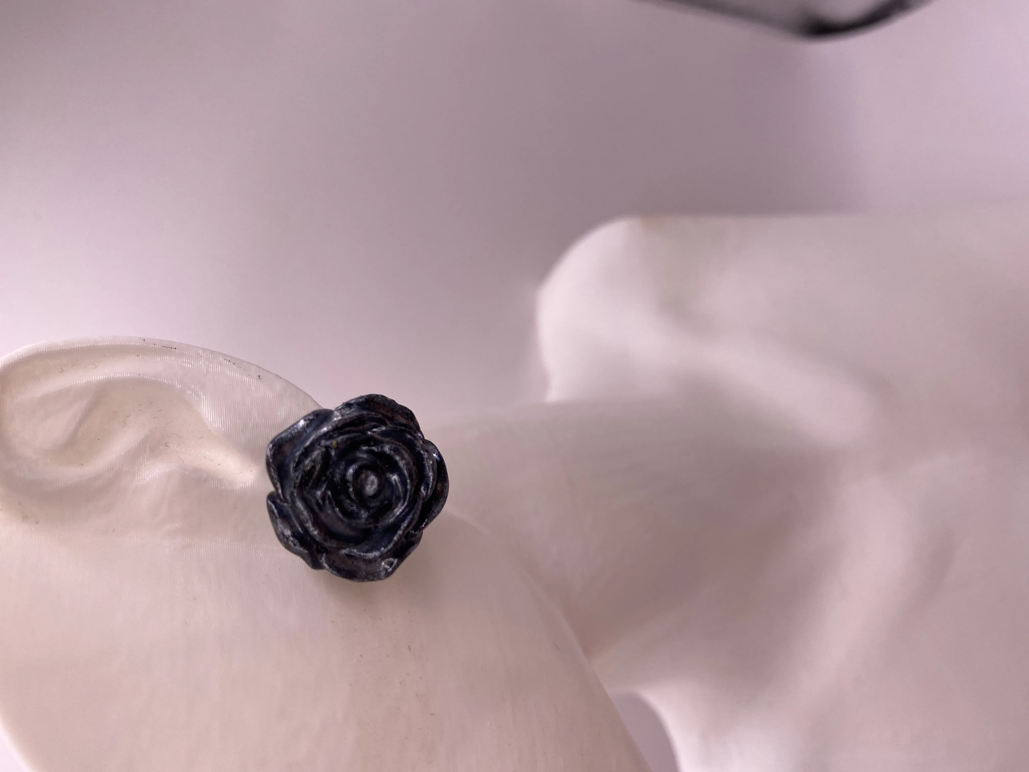 Handmade Black Rose Designed Polymer Clay Earrings - Stylish and Elegant