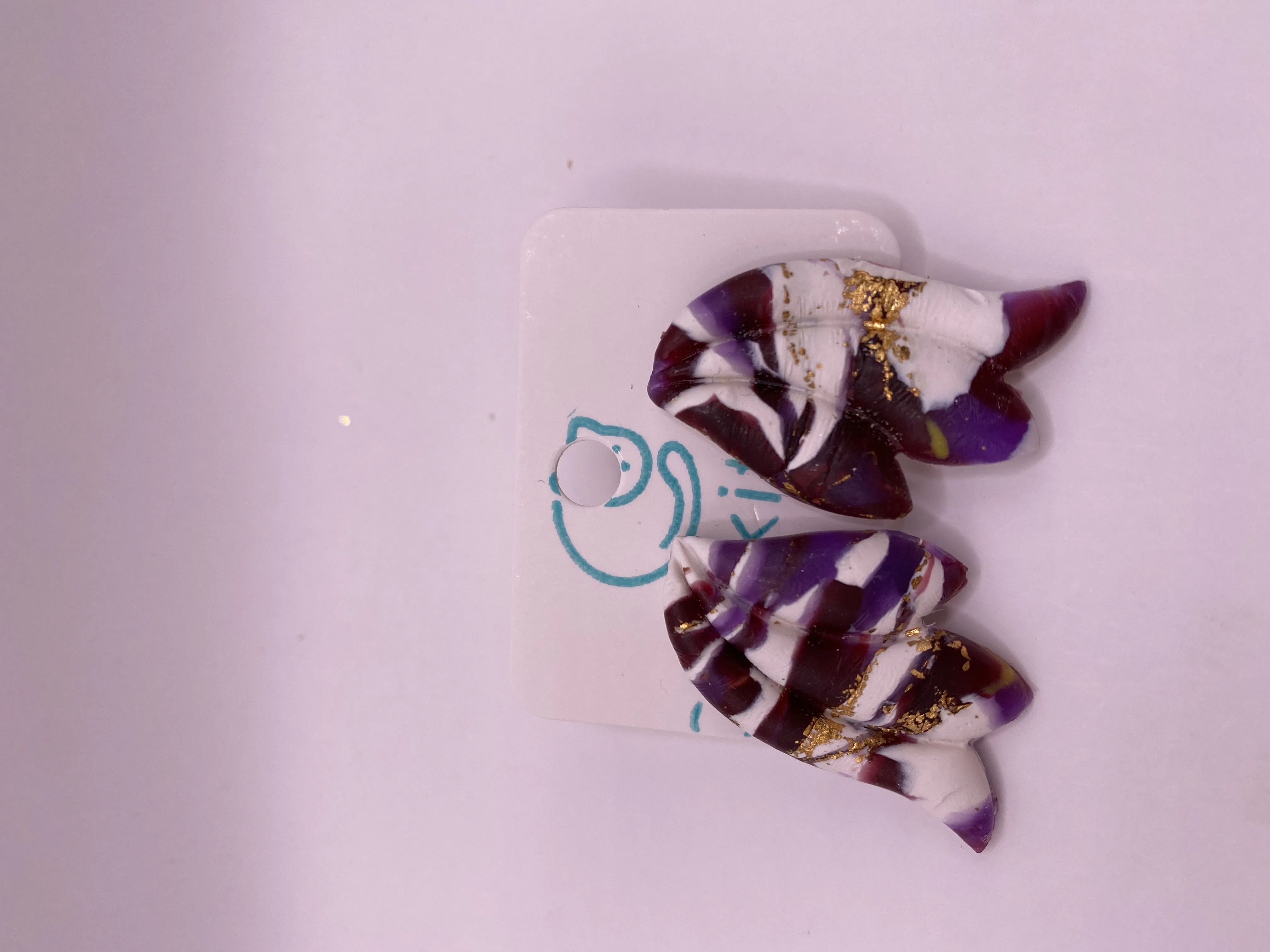 Purple, White and Gold Glitter Handmade Custom Design Earring Set