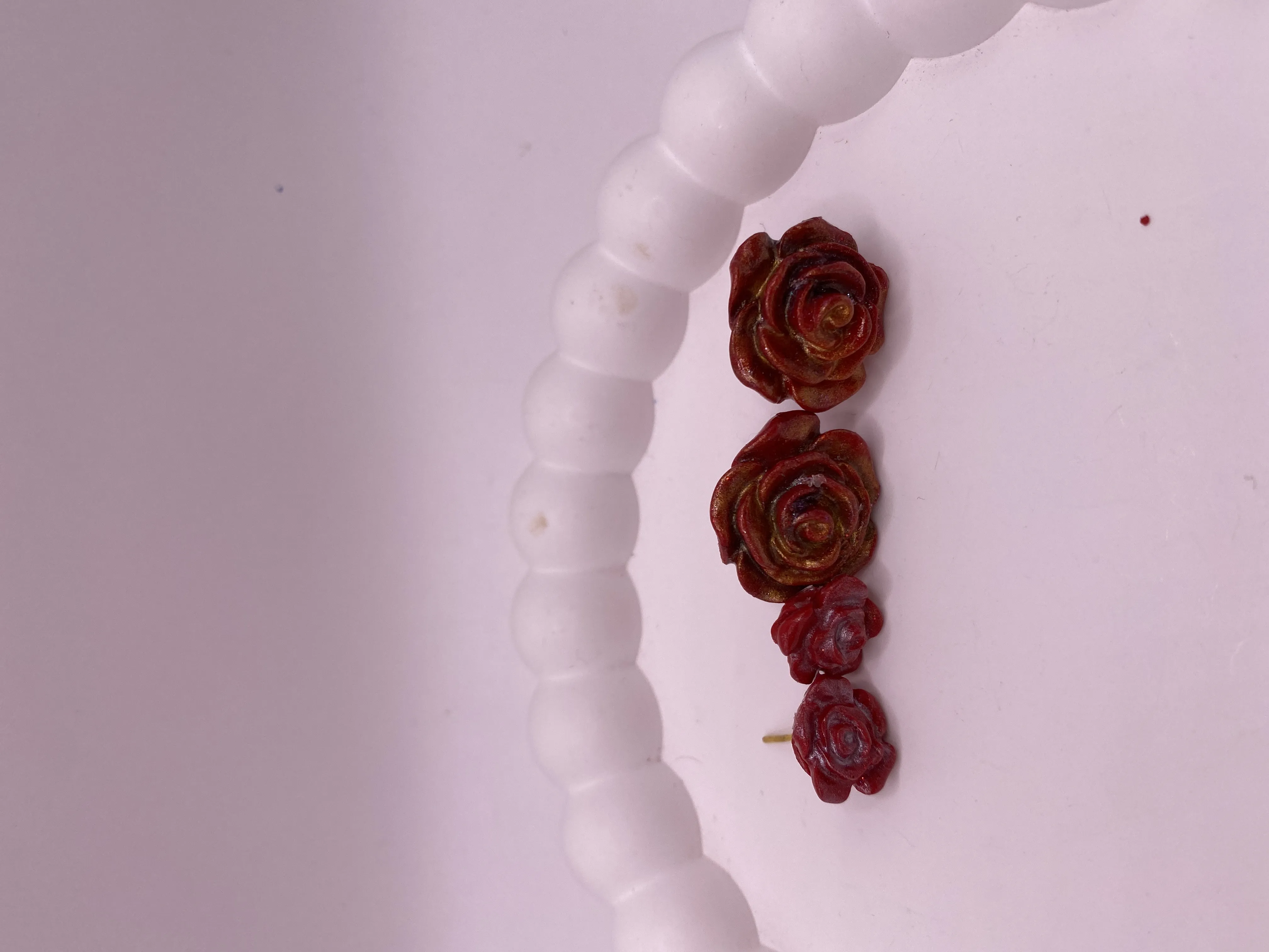 Handmade Red Rose Designed Earring Set | Stylish and Elegant Accessory