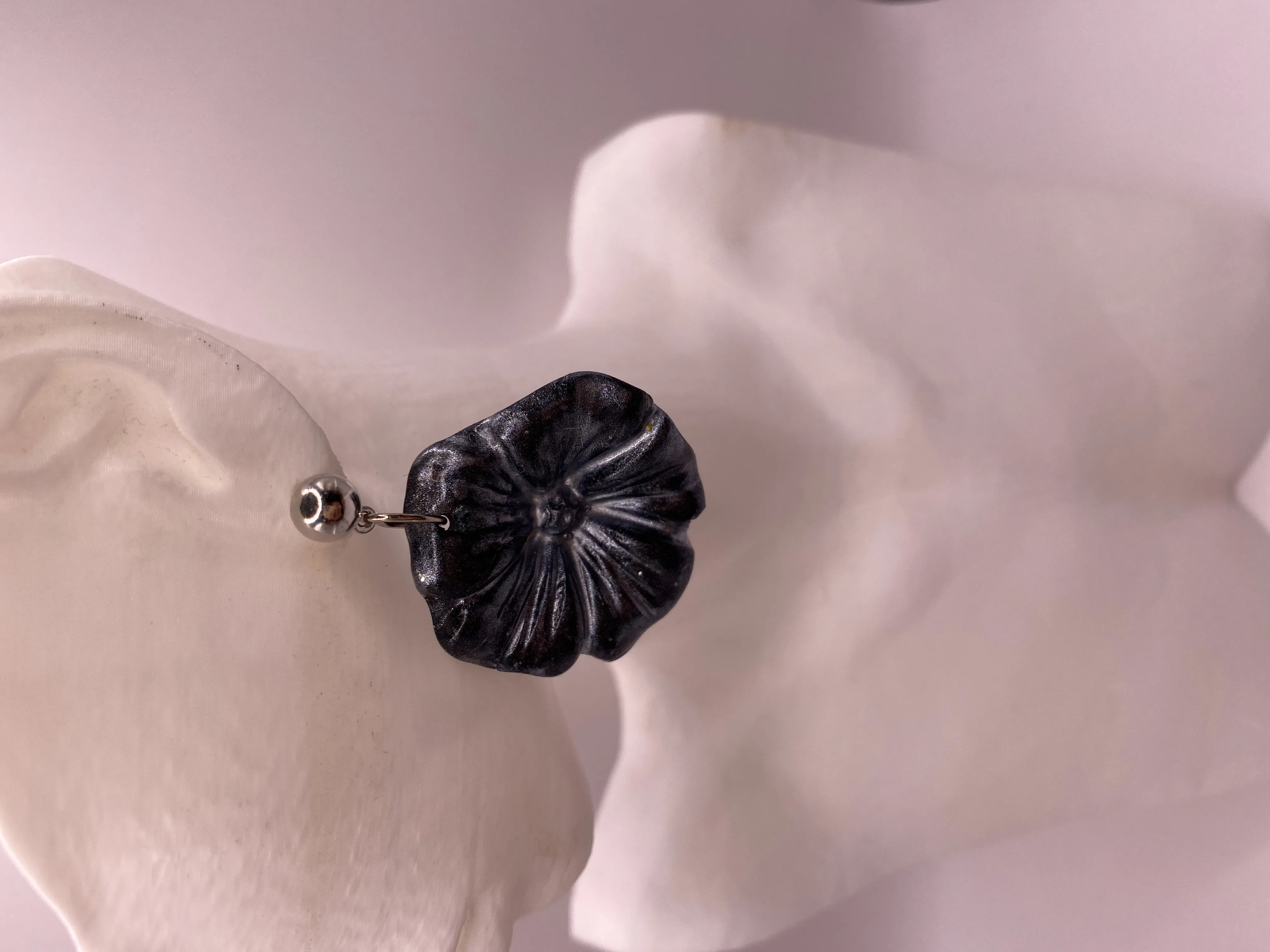 Handmade Black Rose Designed Polymer Clay Earrings - Stylish and Elegant