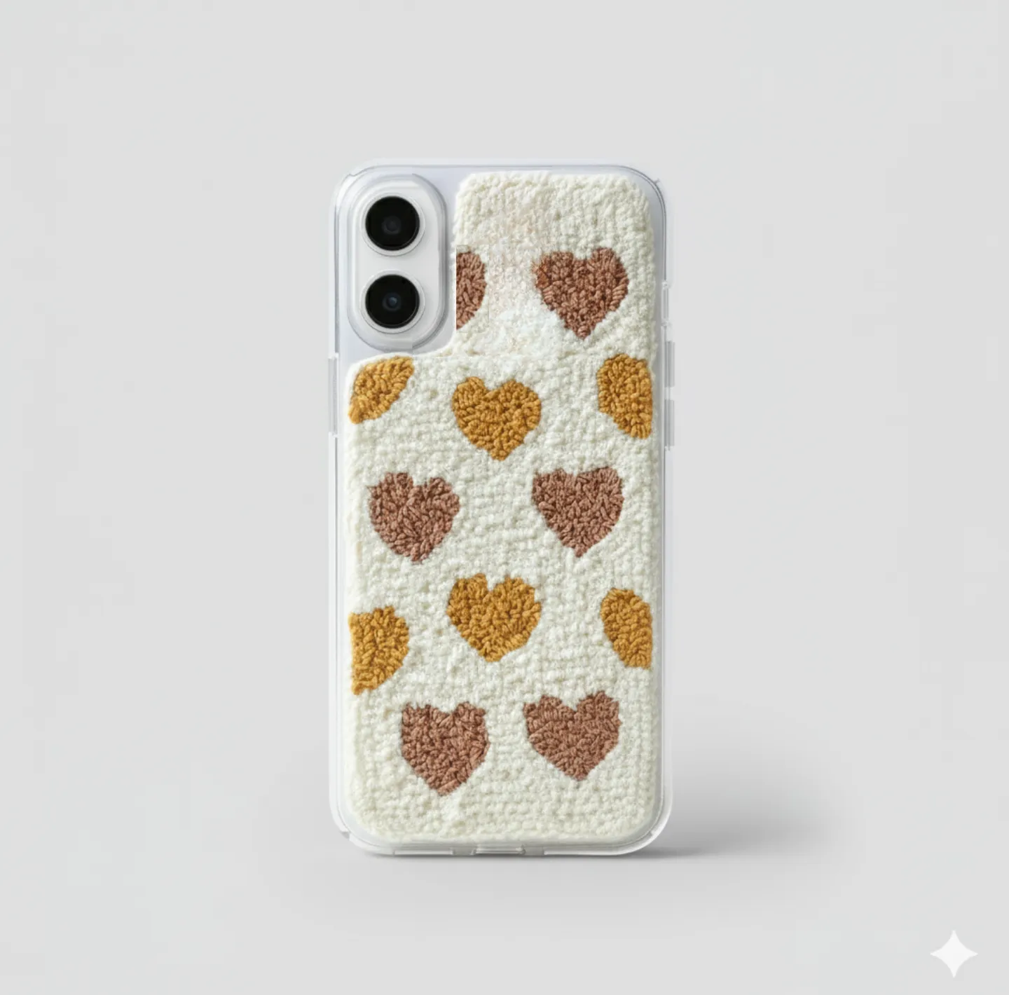 iPhone 16 Uyumlu Sarı Kalp Desen Punch Telefon Kılıfı