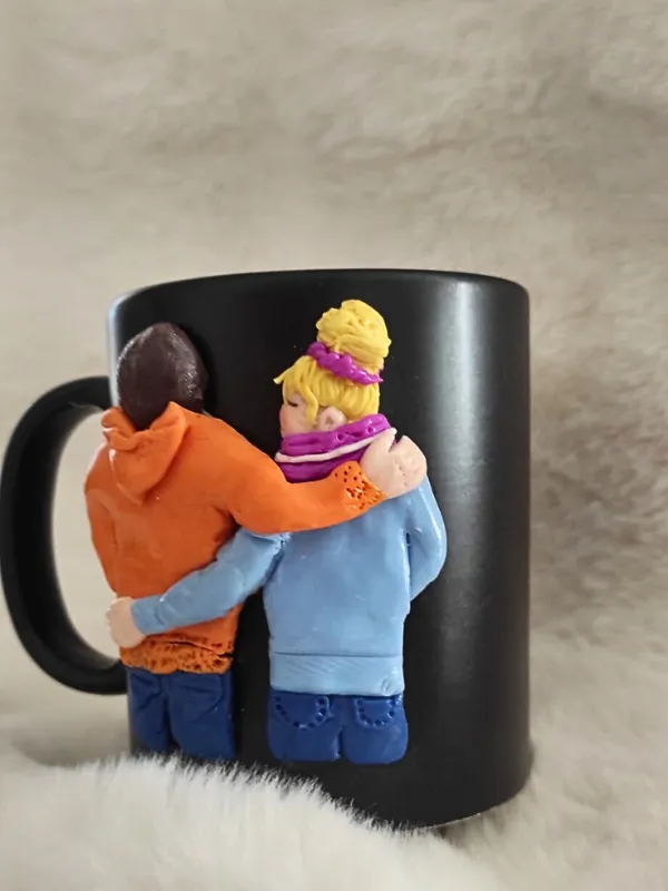 Special Design Polymer Clay Black Mug - Us Two Themed