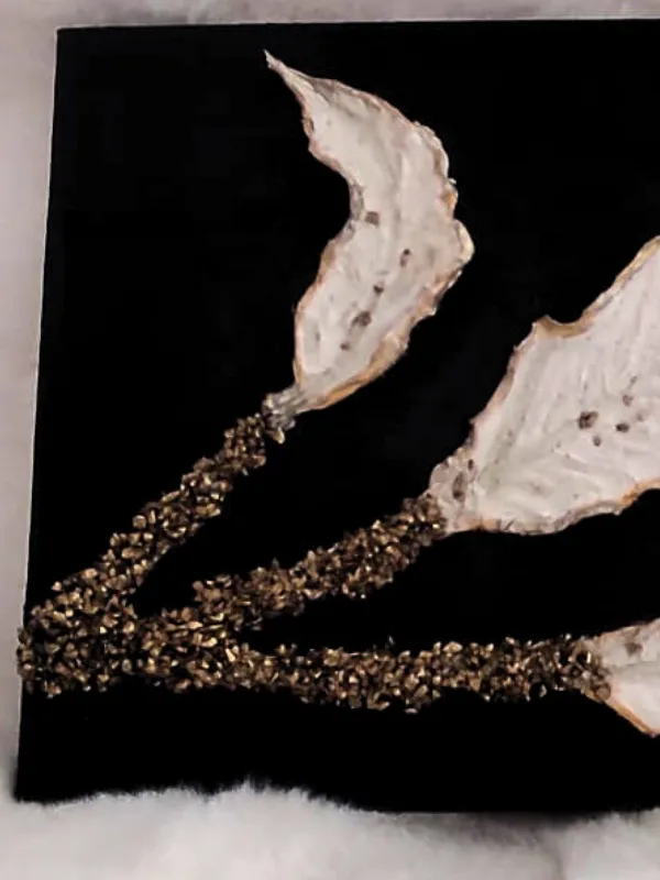 Black Background with White Leaf Pattern Special Design Table