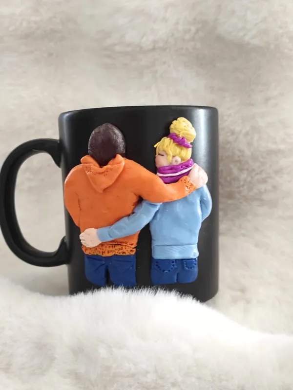 Special Design Polymer Clay Black Mug - Us Two Themed