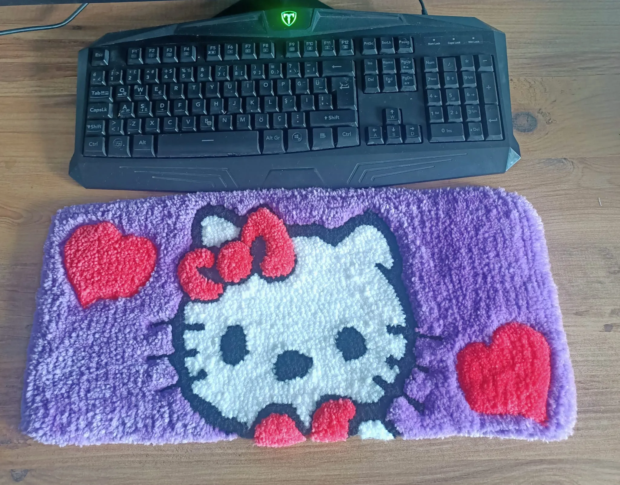 Cute Hello Kitty Patterned Keyboard Pad - Plush Textured Mousepad Carpet