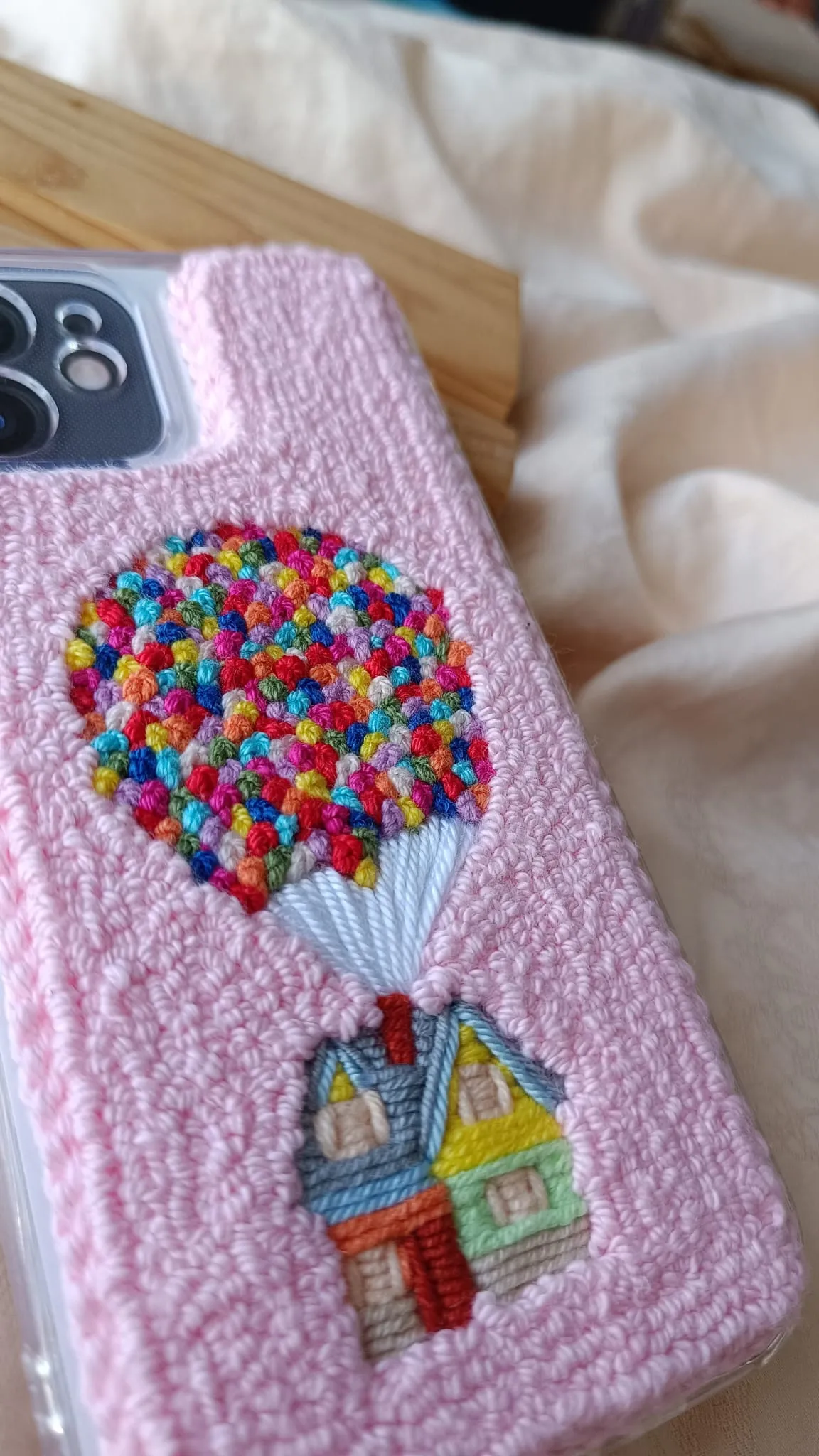 iPhone 12 Pro Max Compatible Handmade Up Patterned Punch Phone Case