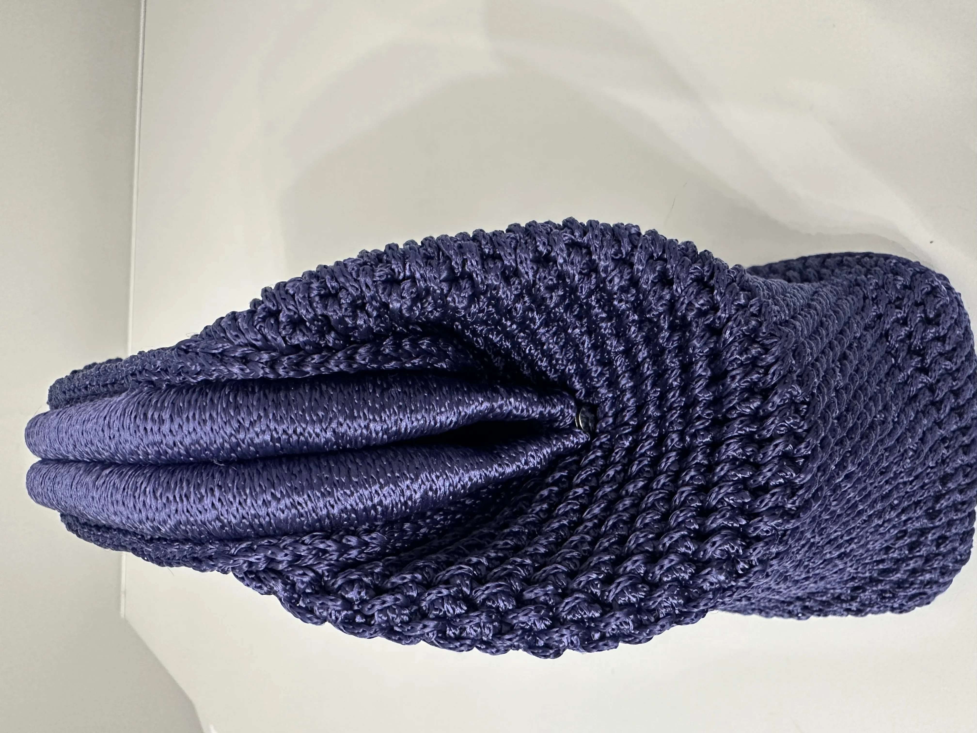 Handmade Navy Blue Macrame Corded Purse Bag - Lined Clutch