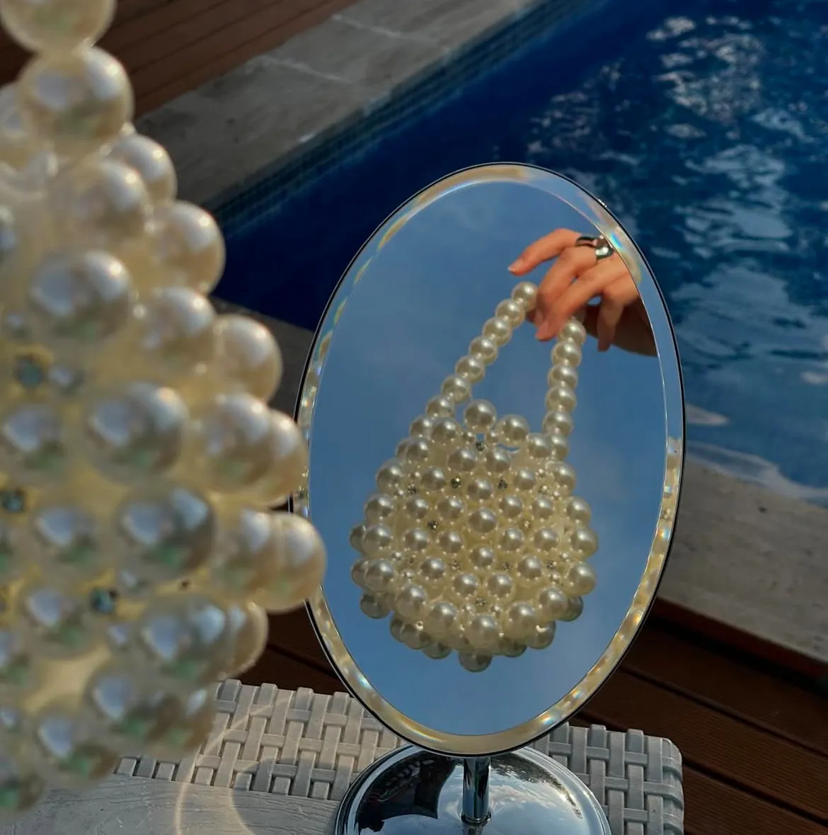 Pearl Beaded Handmade Bag - Special Design Elegant Beaded Bag