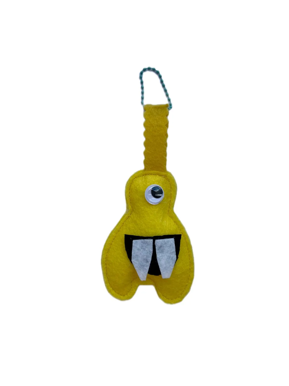 Yellow Colored Tooth Figured Felt Keychain Bag Accessory
