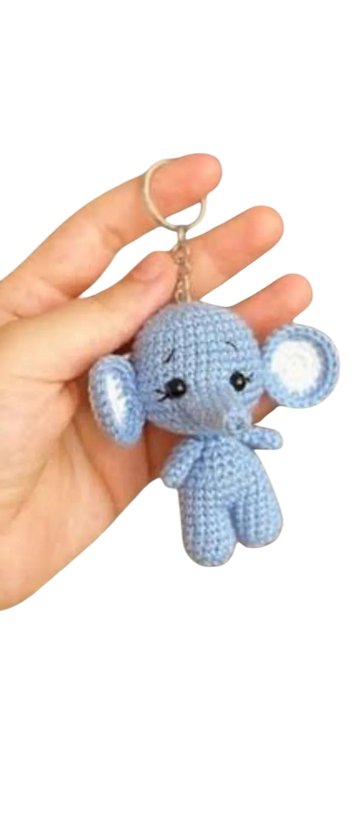 Blue Knitted Elephant Keychain or Toy - Amigurumi Handmade