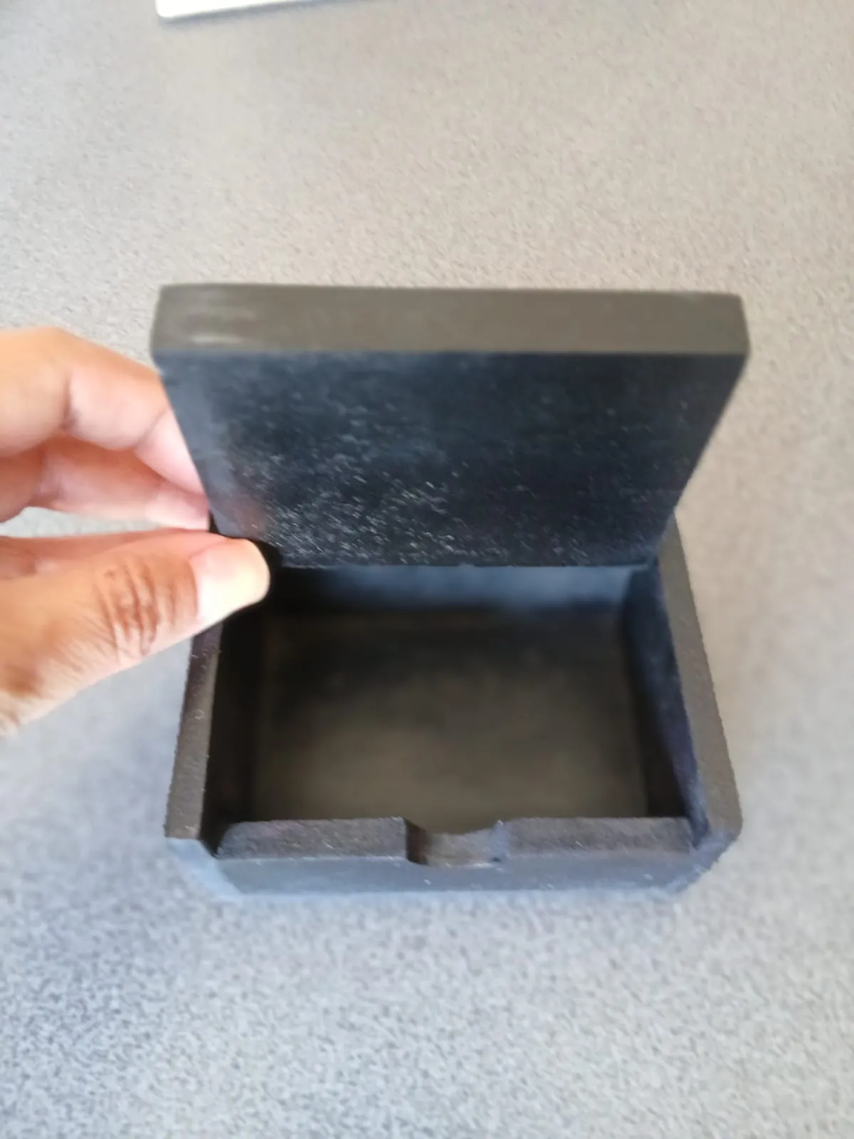 Black Wooden Framed Tiled Patterned Small Jewelry Box - Handmade
