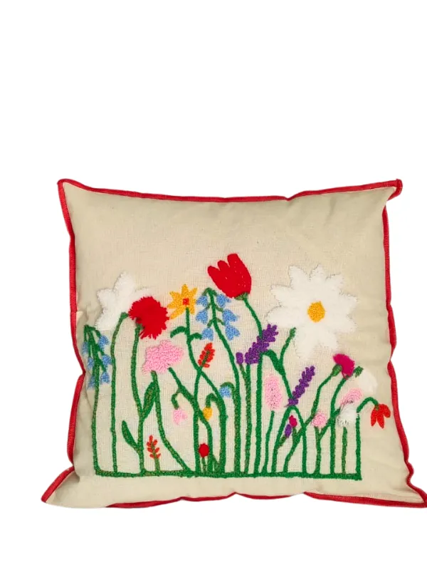 Punch Needle Çiçekli Yastık