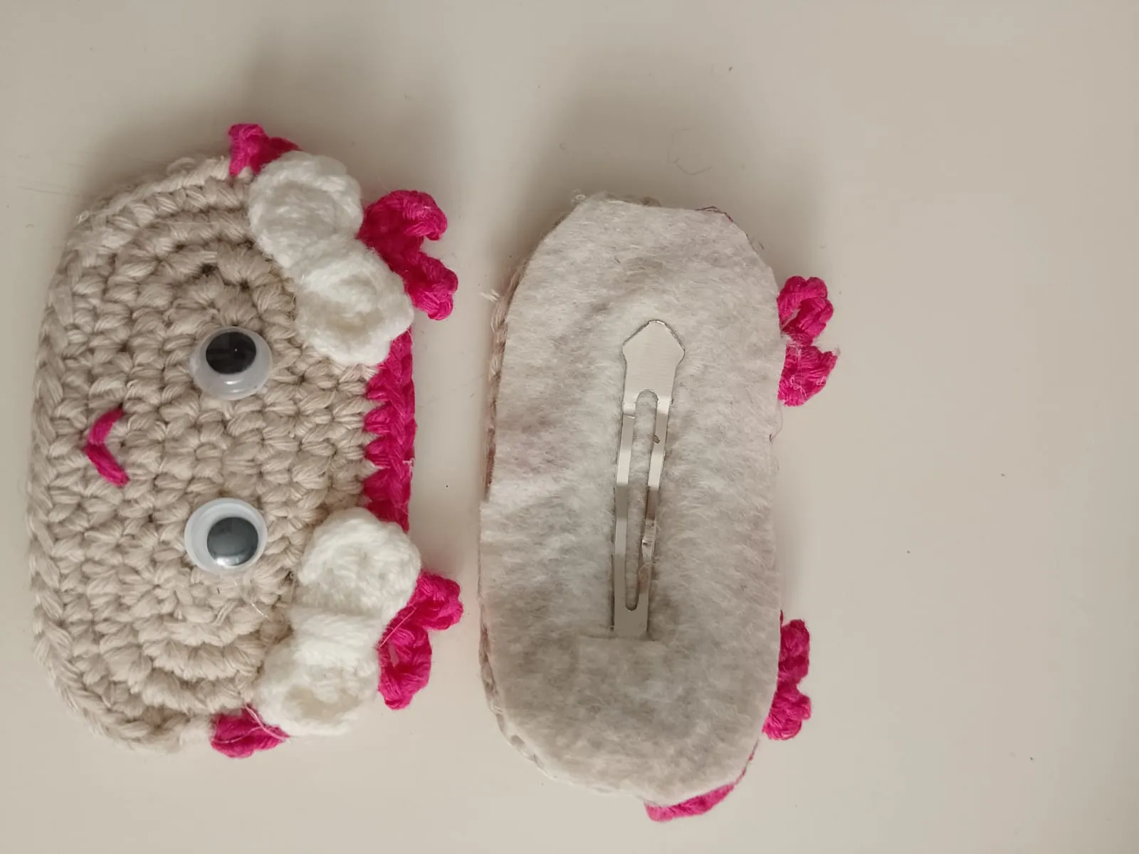 Knitted Baby Buckle - Dinosaur Themed Hair Clip Buckle - Handmade