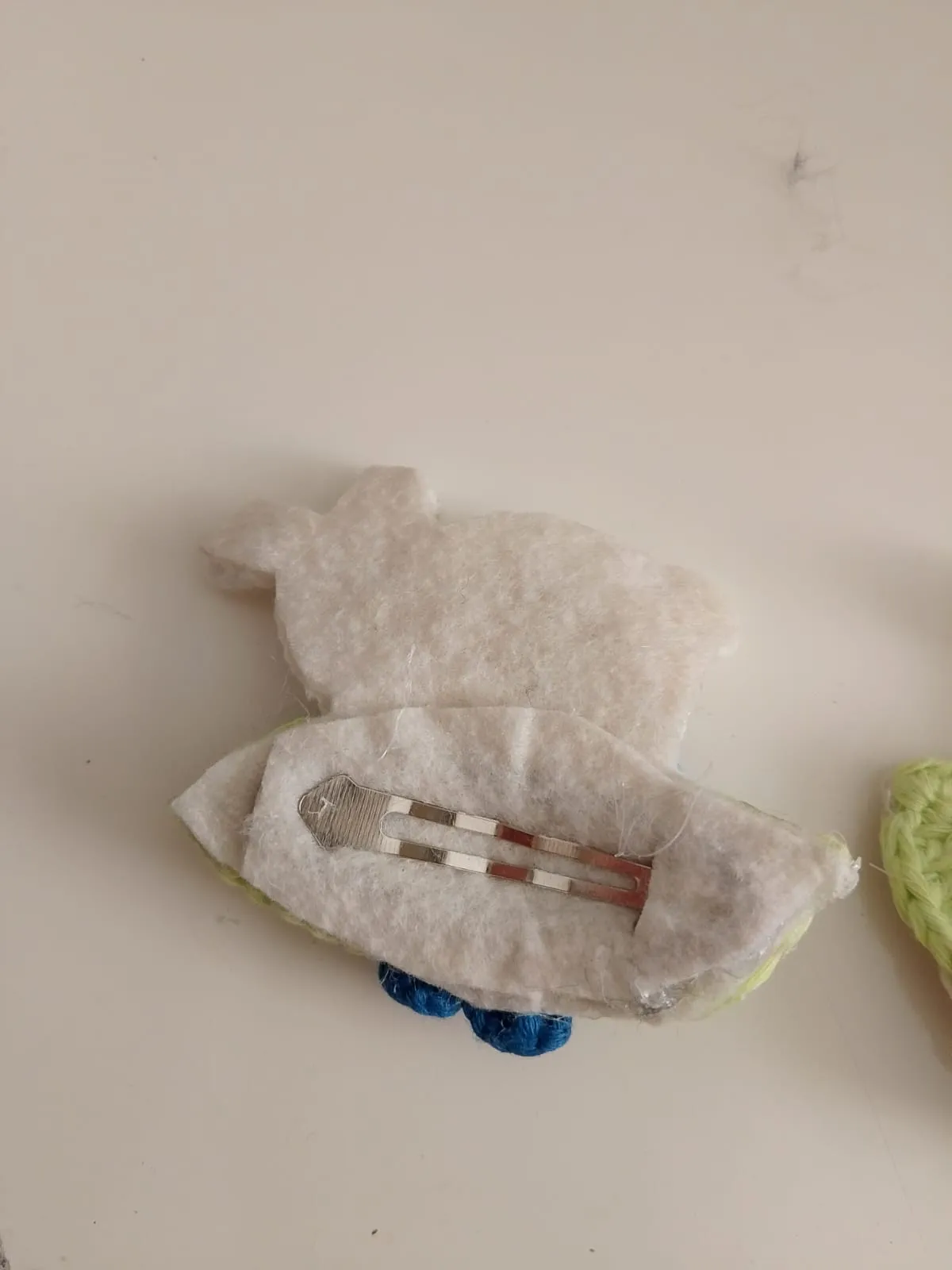 Knitted Rabbit and Flower Detailed Clasp Clip - Handmade