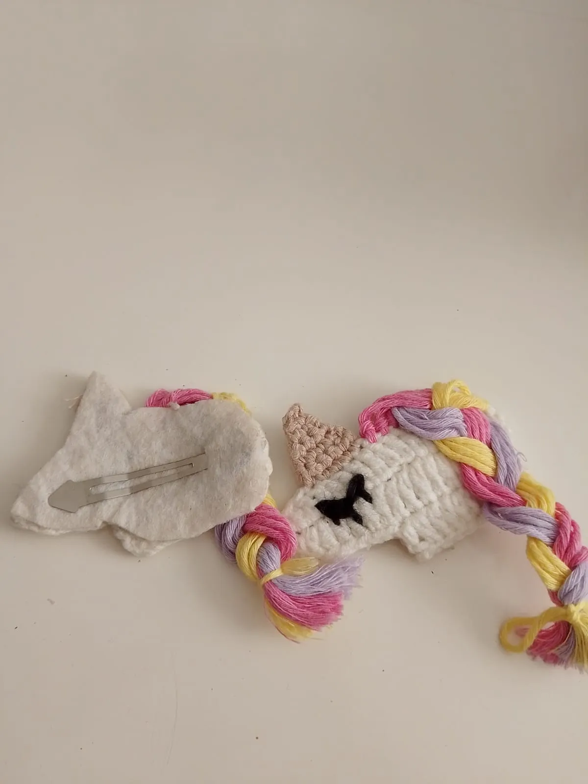 Unicorn Patterned Knitted Clasp Hair Clip - Handmade Hair Accessory