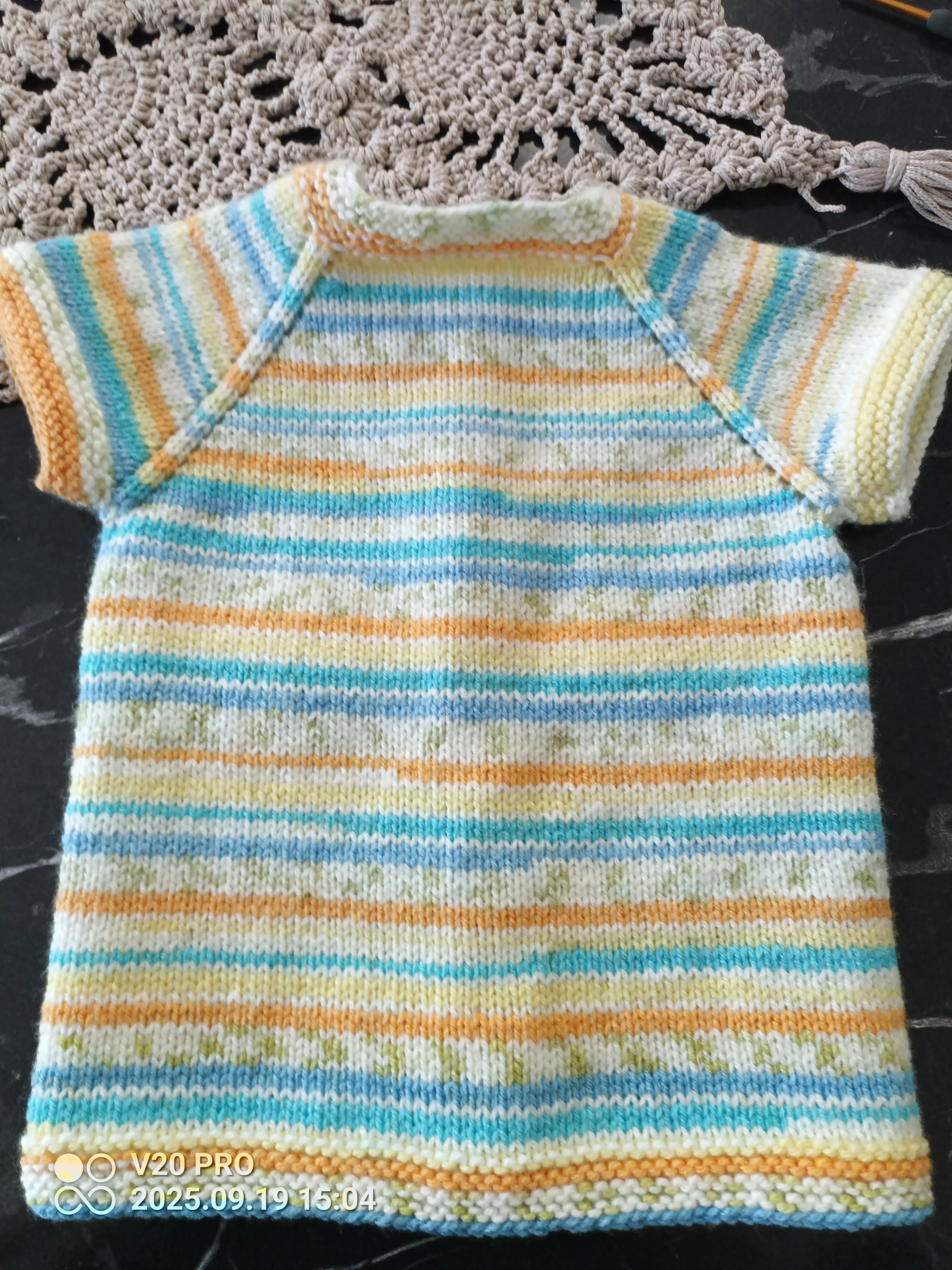 Motley Colored Knitted Baby Vest - Suitable for 1-2 Years Old, Buttoned Model