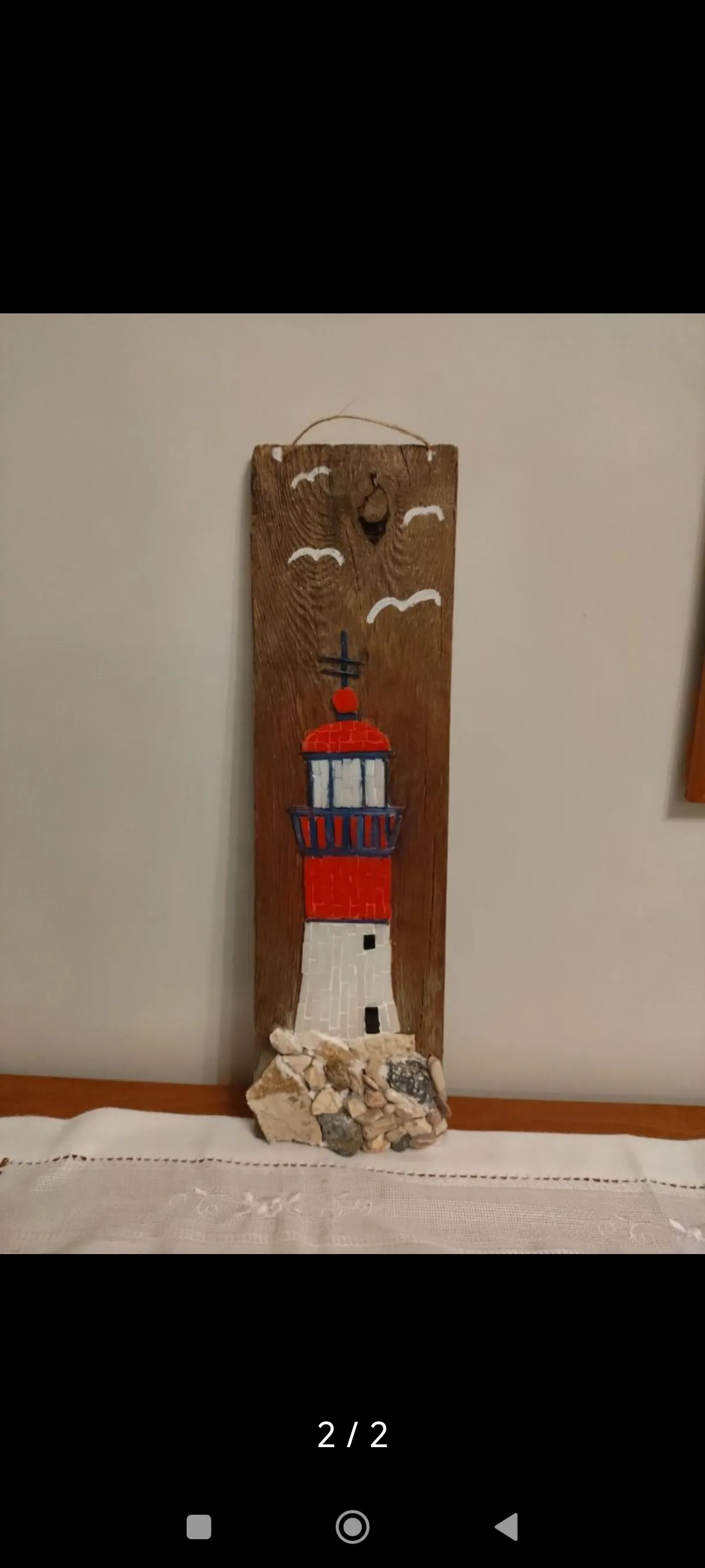 Mosaic Stone Lighthouse Decorative Object 53x15 cm