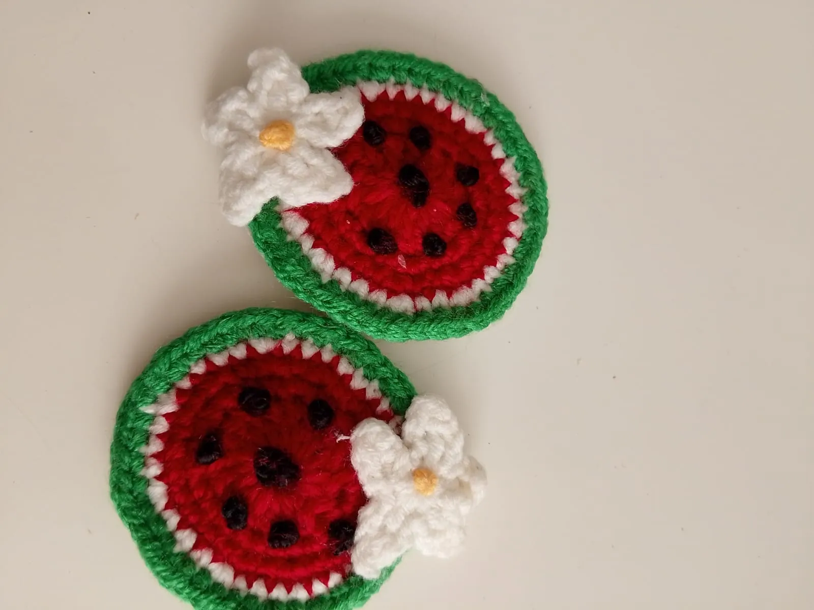 Knitted Watermelon Slice Designed Clasp Hair Clip - Handmade
