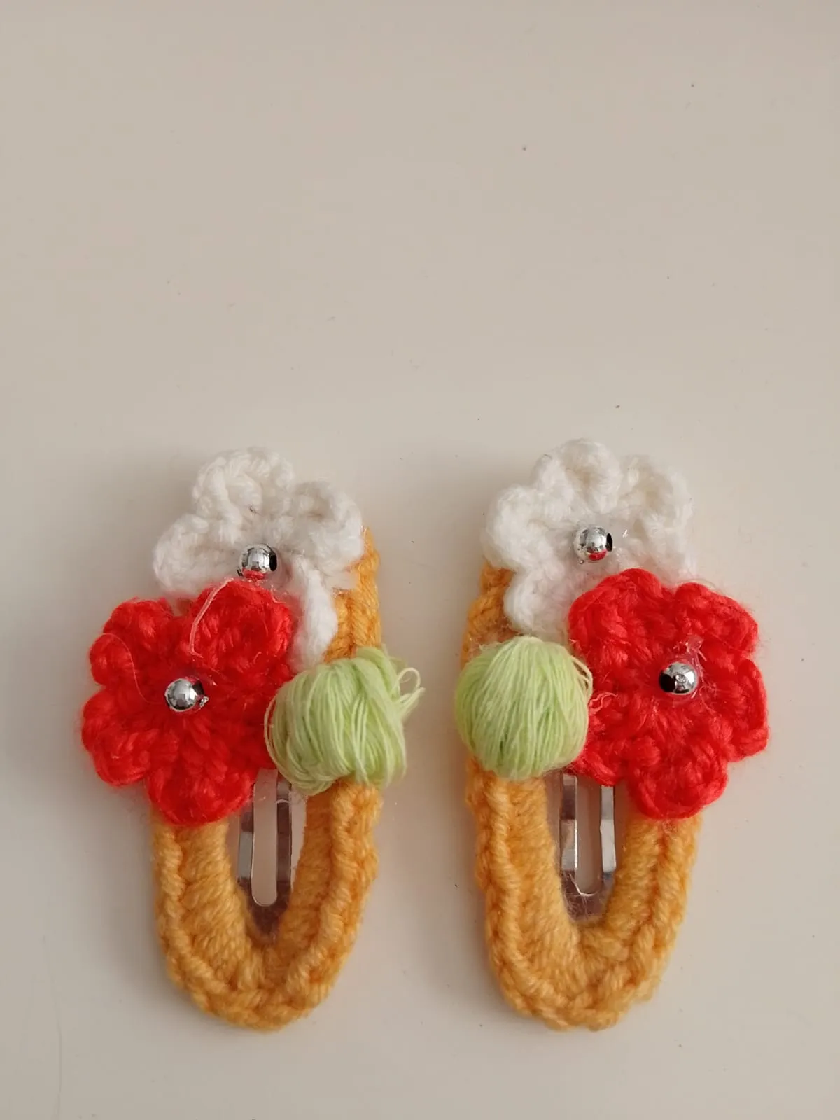 Knitted Flower Detailed Claw Clip - Handmade Hair Accessory