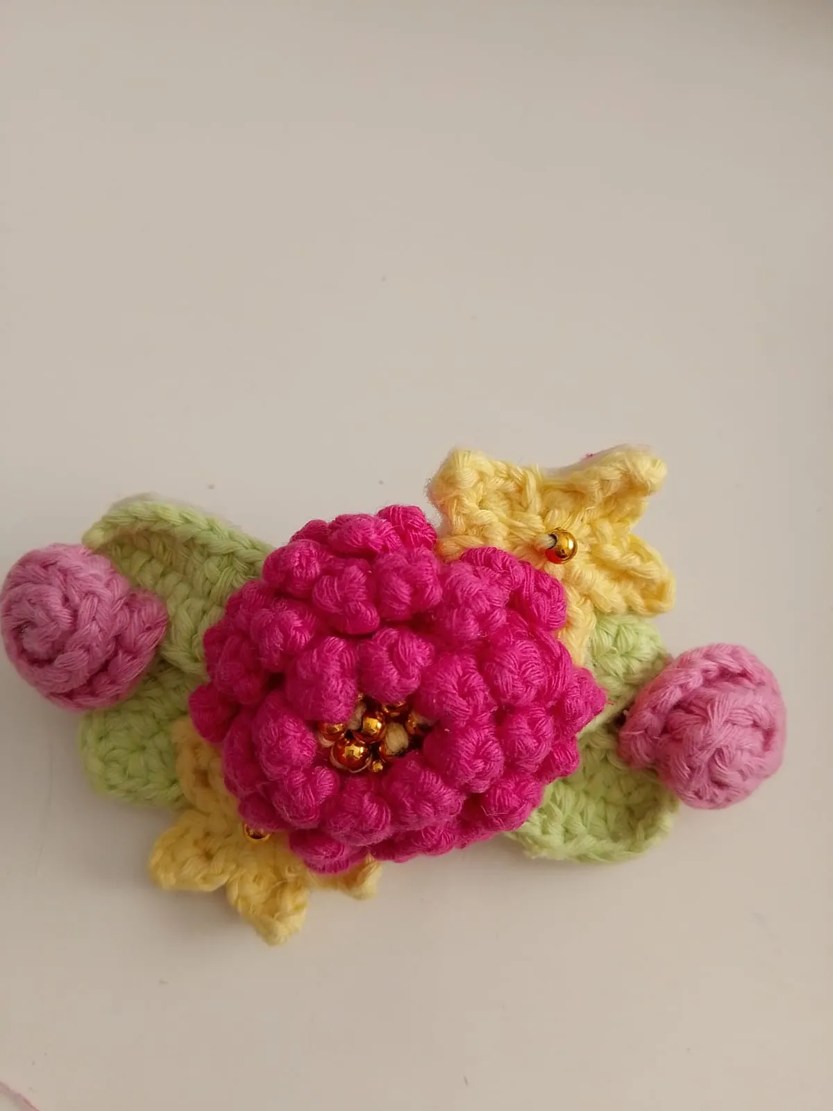 Braided Pink Flower Claw Hair Clip - Handmade