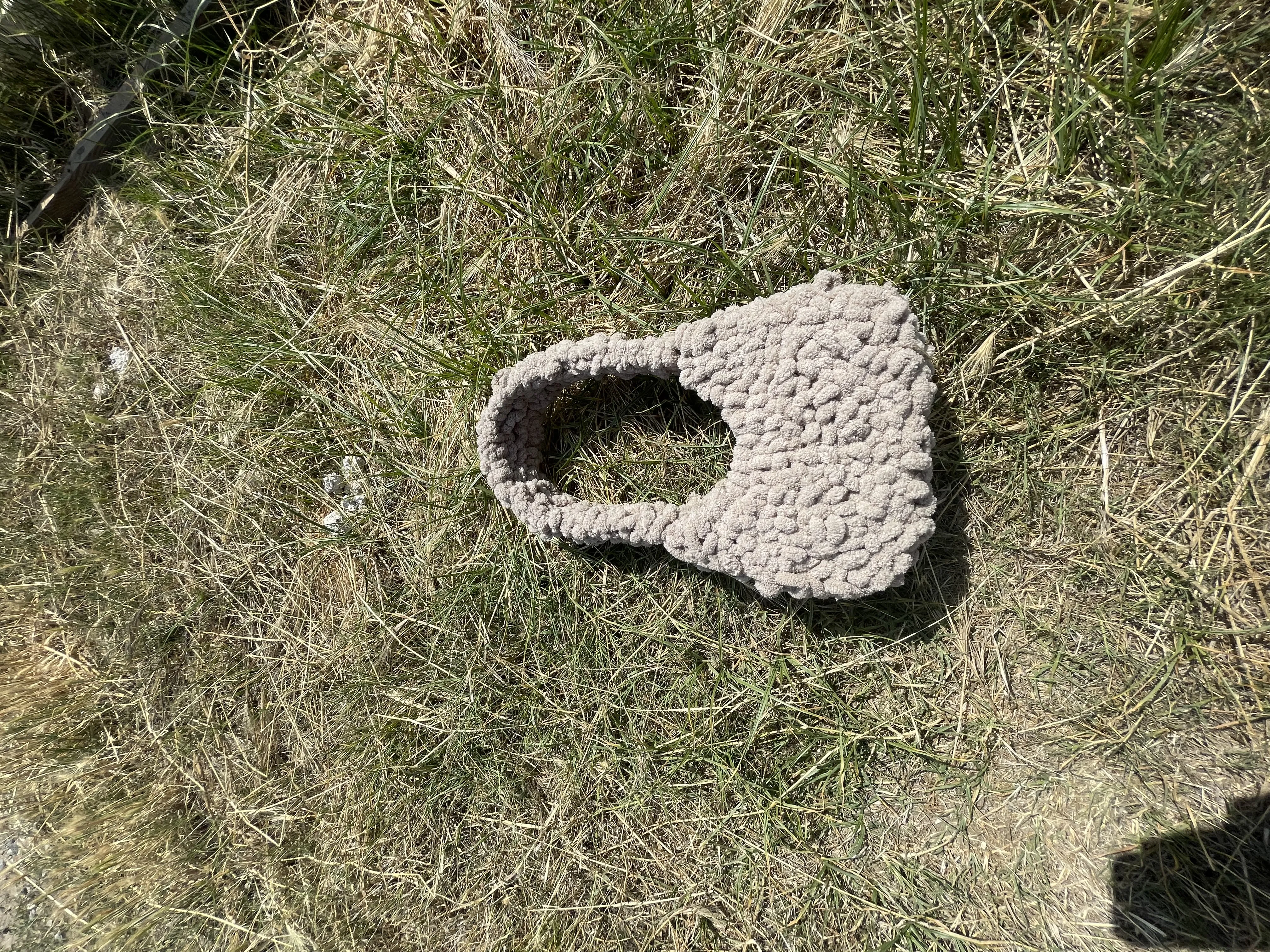 Light Brown Puffy Plush Knitted Shoulder Bag - Handmade