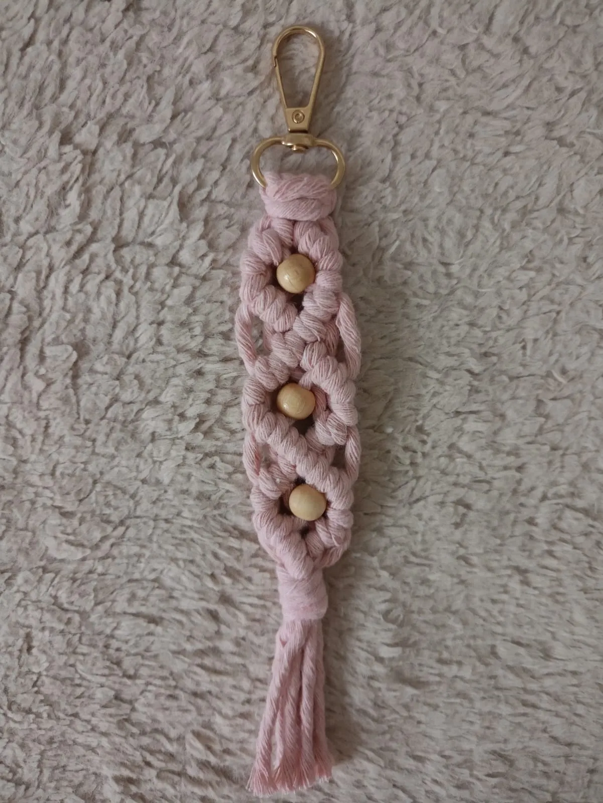 20 Pink Macrame Keychains with Wooden Beads - Handmade Decorative Keychain