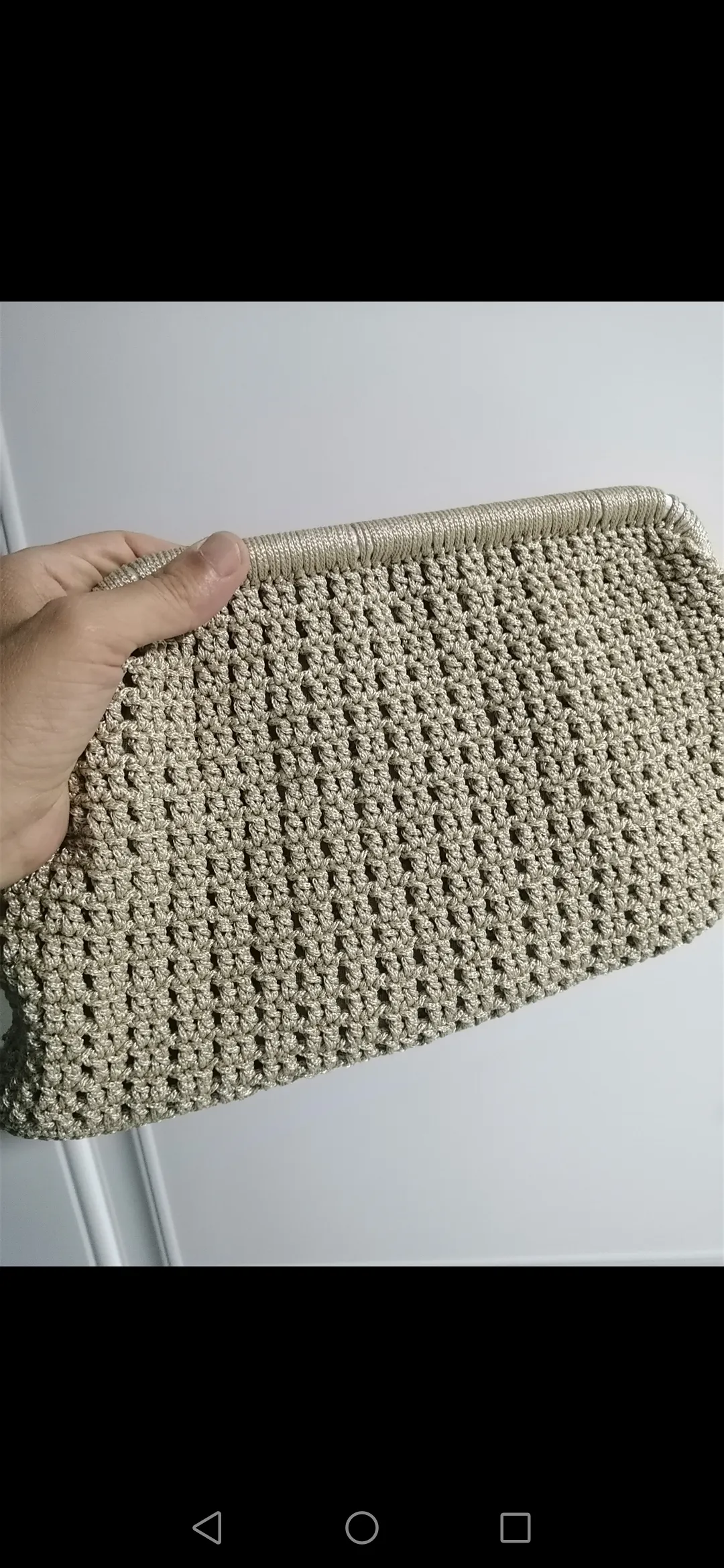 Bej Makrome Örgü Burslu Çanta - Astarlı, Şık Tasarım