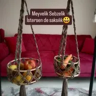 Beyaz Makrome Saksılık - El Yapımı Bohem Tarzı Duvar Dekorasyonu