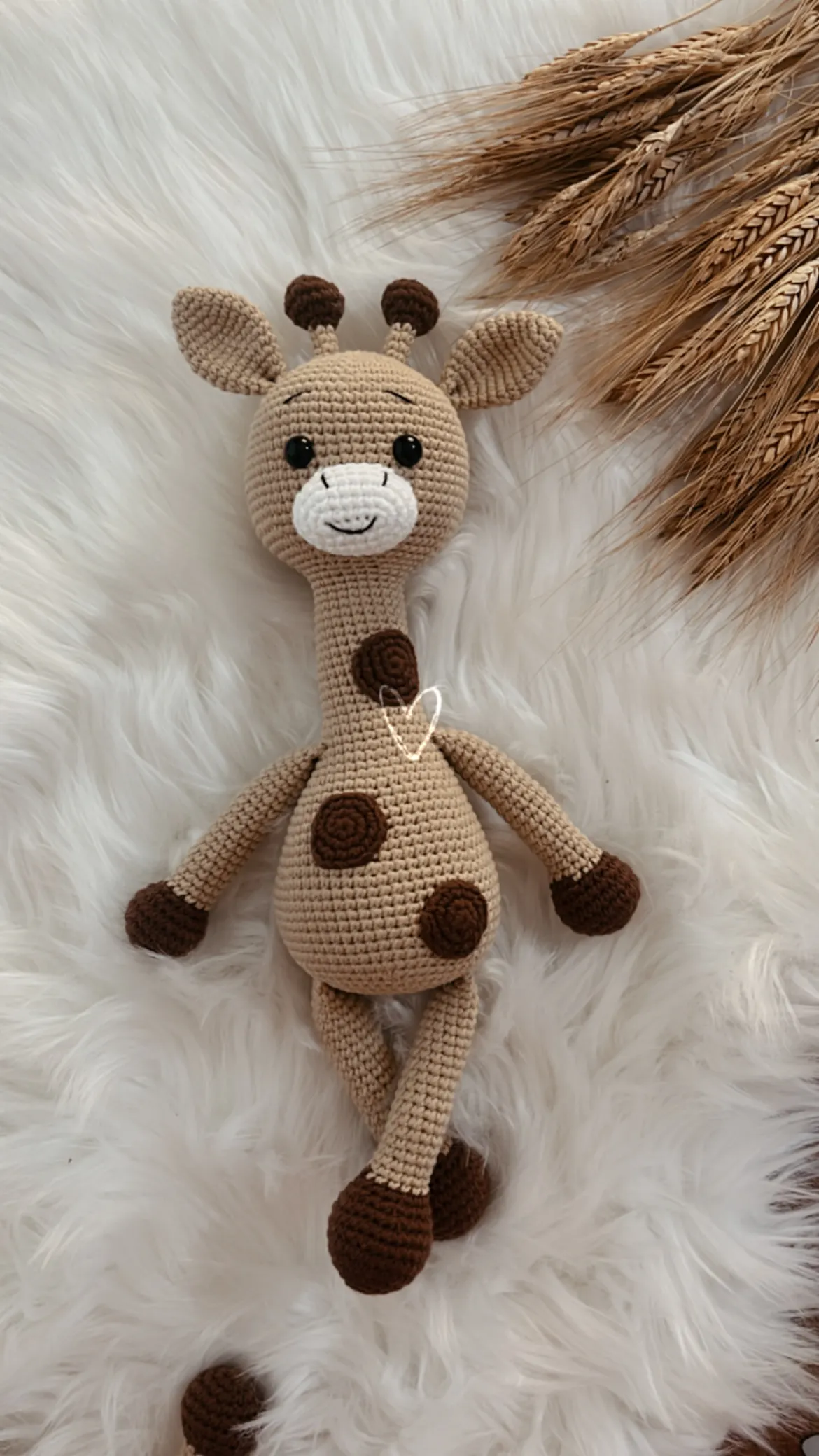 Beige Amigurumi Giraffe Toy - Hand Knitted Cute Baby Gift