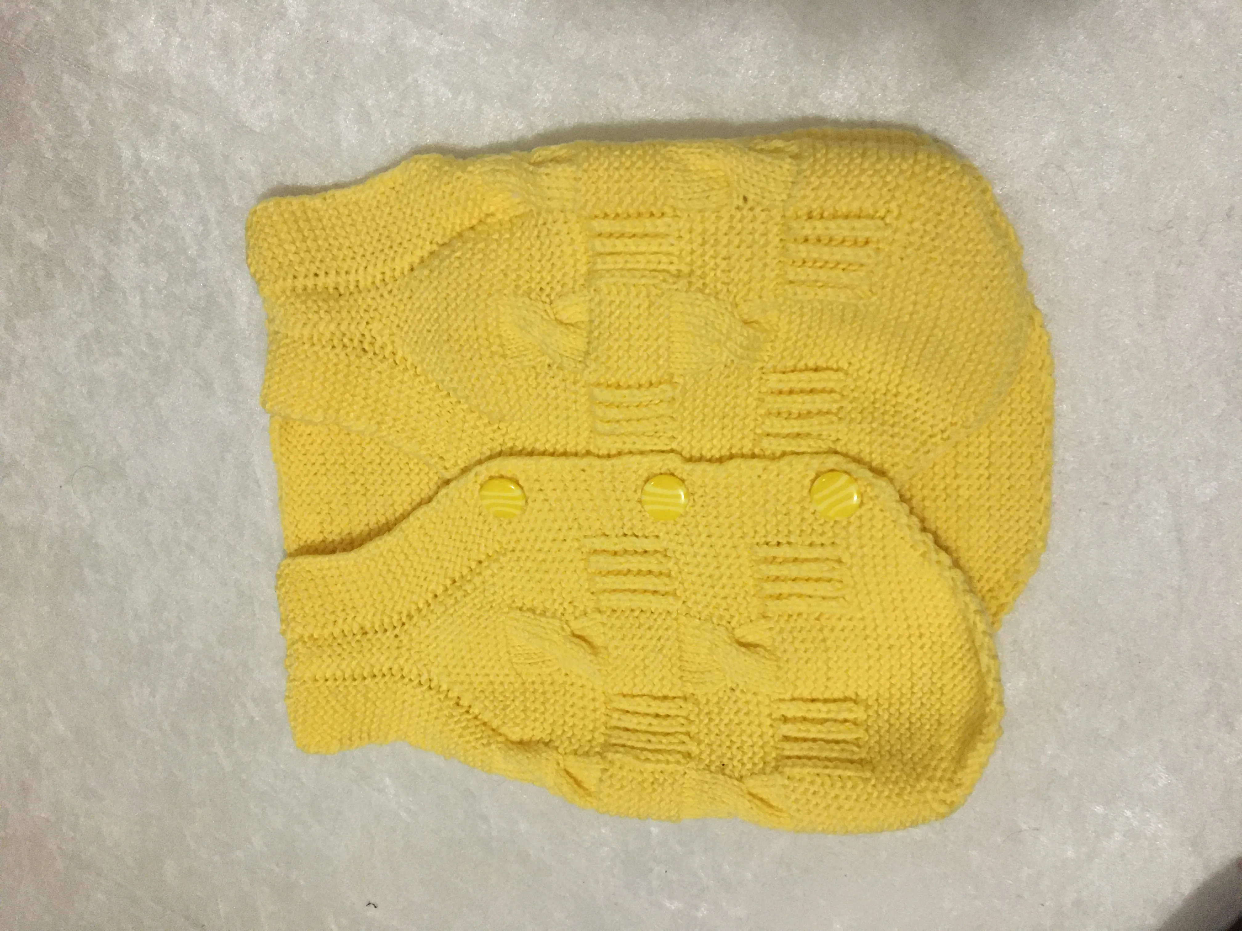 Yellow Knitted Baby Vest - Buttoned, Special Design and Handmade