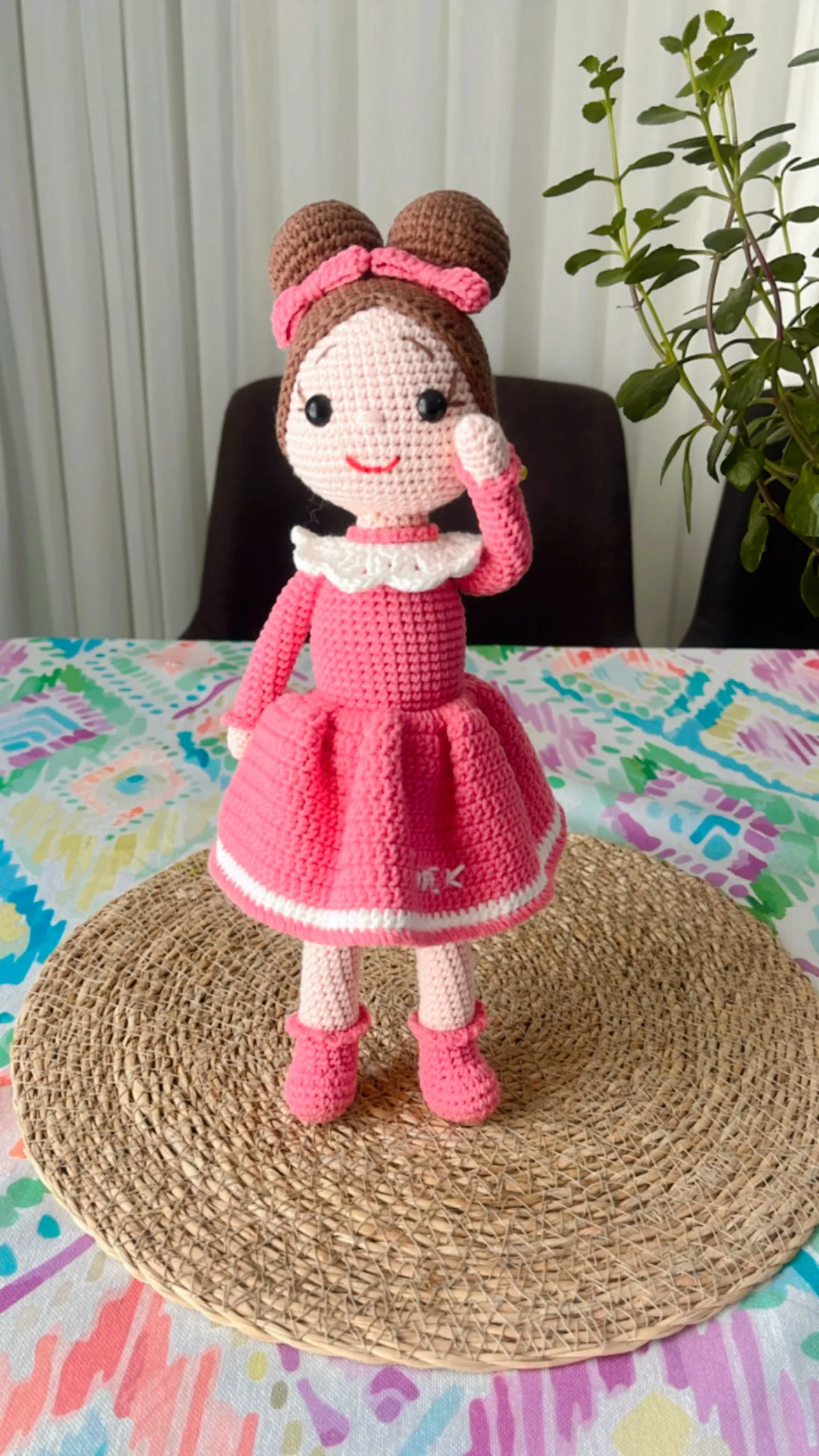 Pink Hand Knitted Amigurumi Baby - Organic Toy Baby (25 cm)